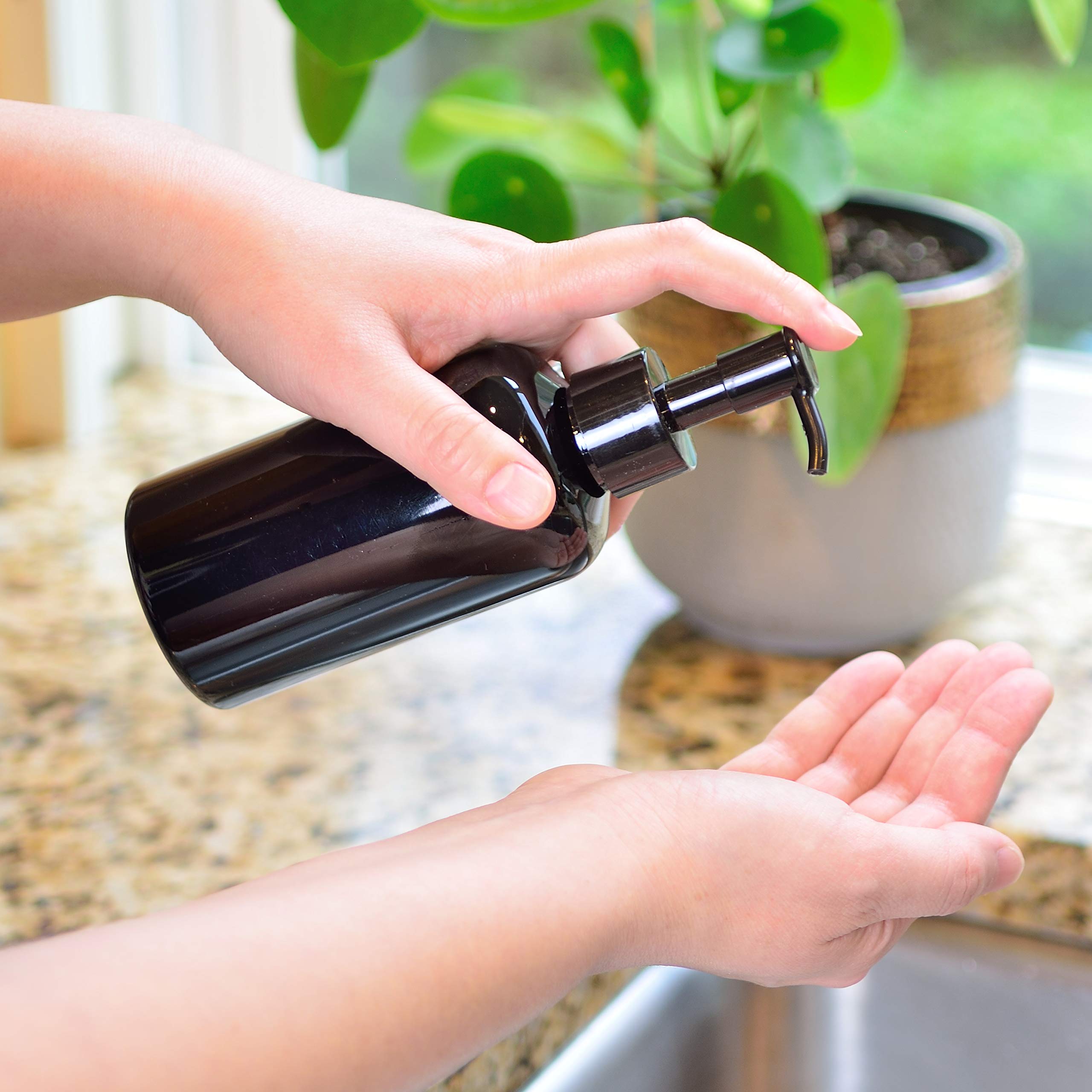 Youngever 6 Pack Plastic Pump Bottles 8 Ounce, Refillable Plastic Pump Bottles with Travel Lock