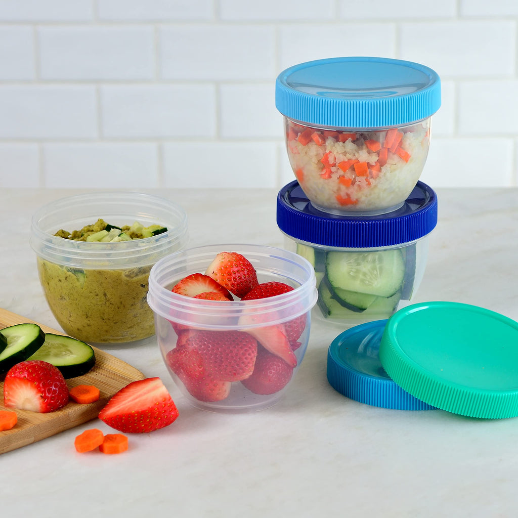 Youngever 18 Pack 1 Cup Small Food Containers with Lids, 8 Ounce Food Storage Containers, Condiment, and Sauce Containers with Lids Labels
