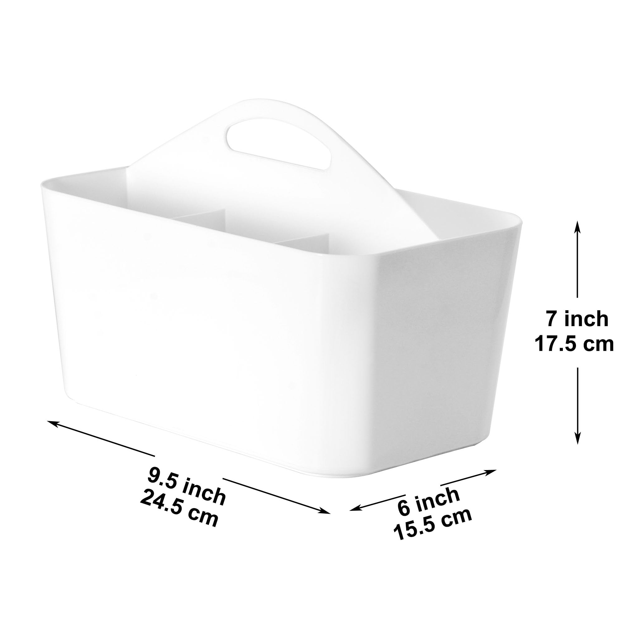 Youngever Plastic Shower Caddy Storage Organizer Utility Tote, Storage Caddy, Divided Basket Bin, Plastic Pantry Caddy Storage Bin, White Divided Caddy Organizer, Under Sink Cabinet Organizer Basket