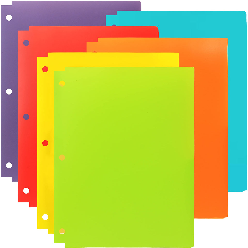 Youngever Heavy Duty Plastic Letter Size File Folders, 9.5 x 11.4 in, 6 Pack, 2 Pocket Folders with Notches, Moisture Resistant