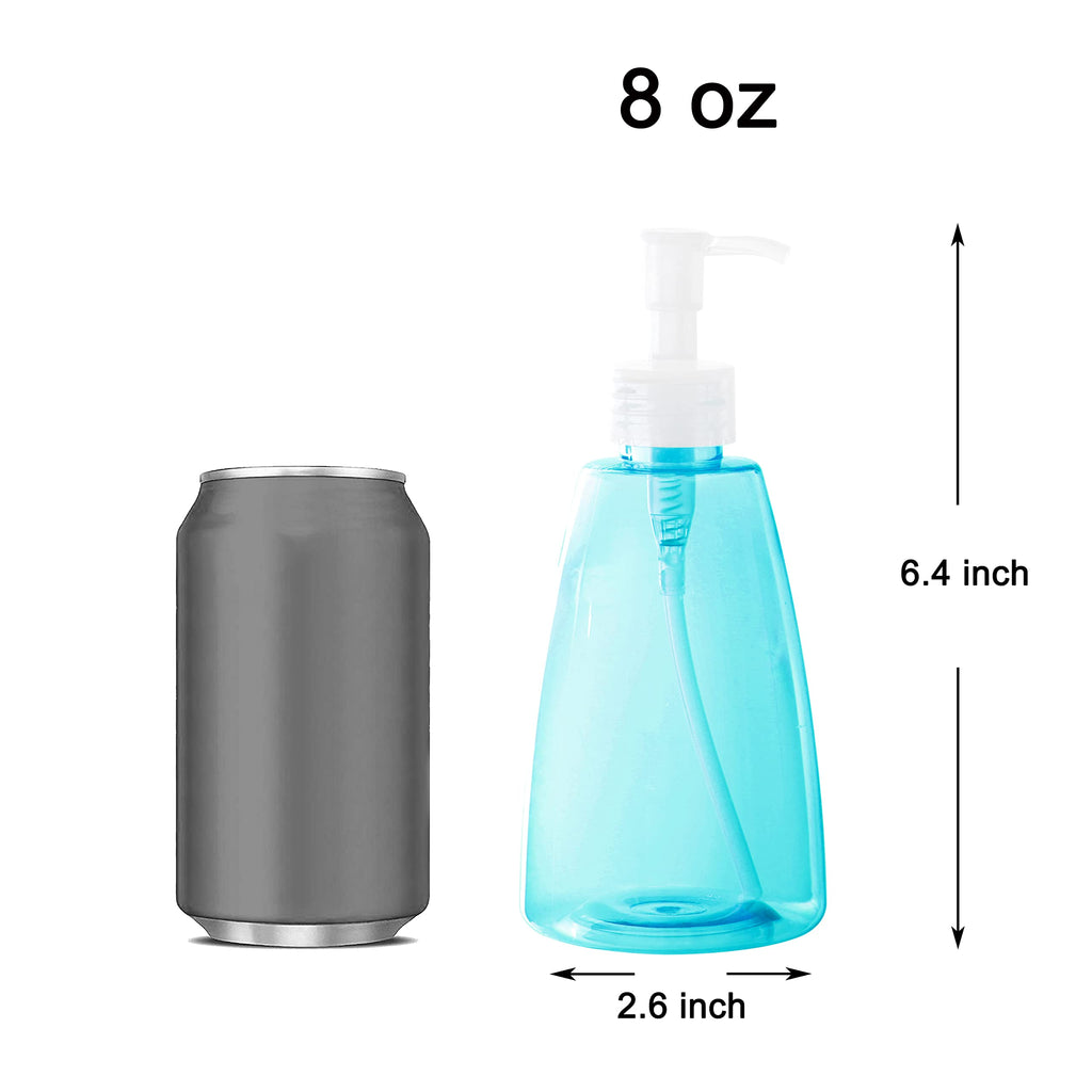 Youngever 6 Pack Empty Plastic Pump Bottles, Refillable Plastic Pump Bottles with Travel Lock in 6 Colors