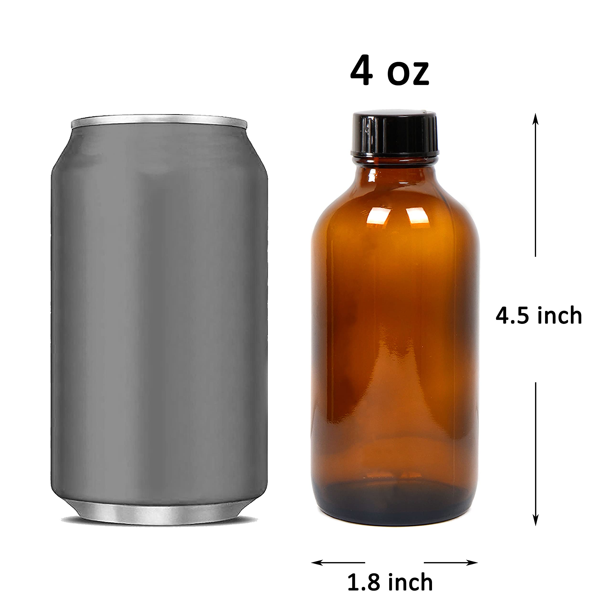 Youngever 16 Pack Amber Glass Bottles with Lids, Refillable Container for Essential Oils, Vanilla Extract and more
