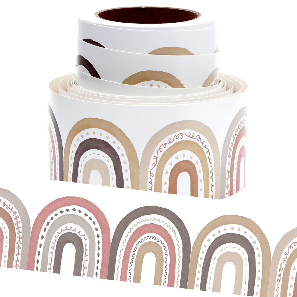 Youngever 52.5 ft Bulletin Board Borders Confetti Border for Classroom Decoration (Nostalgic Rainbow Design)