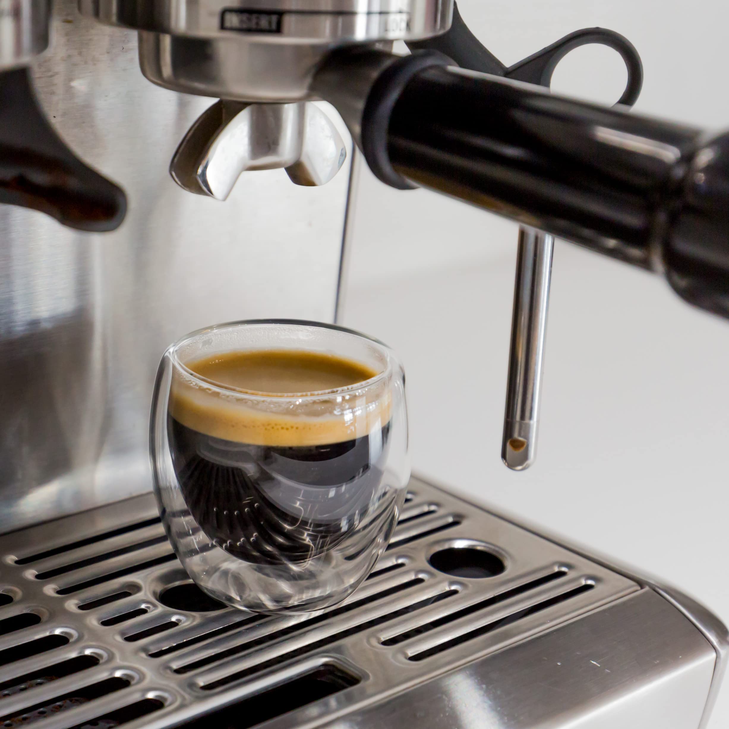 Youngever 4 Pack Espresso Cups, Double Wall Thermo Insulated Espresso Cups, Glass Coffee Cups