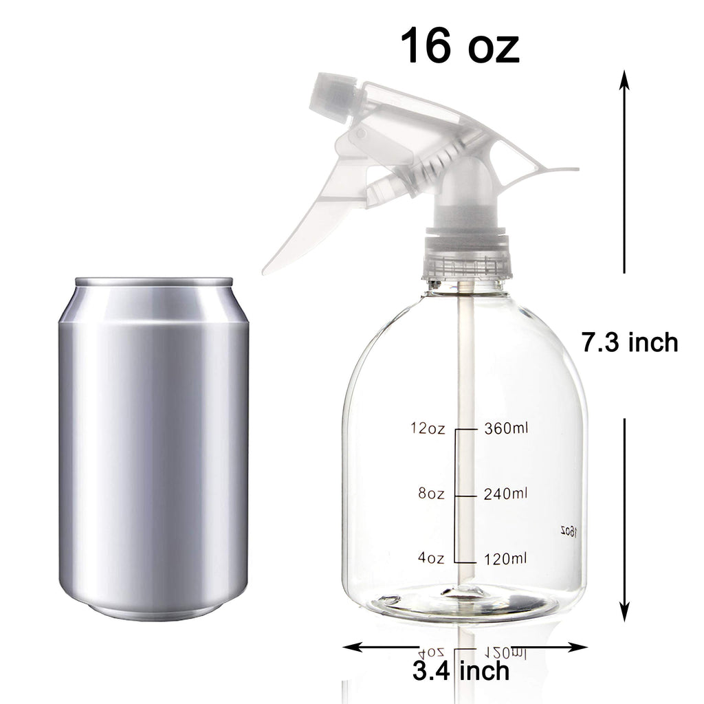 Youngever 6 Pack Empty Plastic Spray Bottles, Spray Bottles for Hair and Cleaning Solutions, 6 Pack 16 Ounce Bottles (3 Clear and 3 Black)