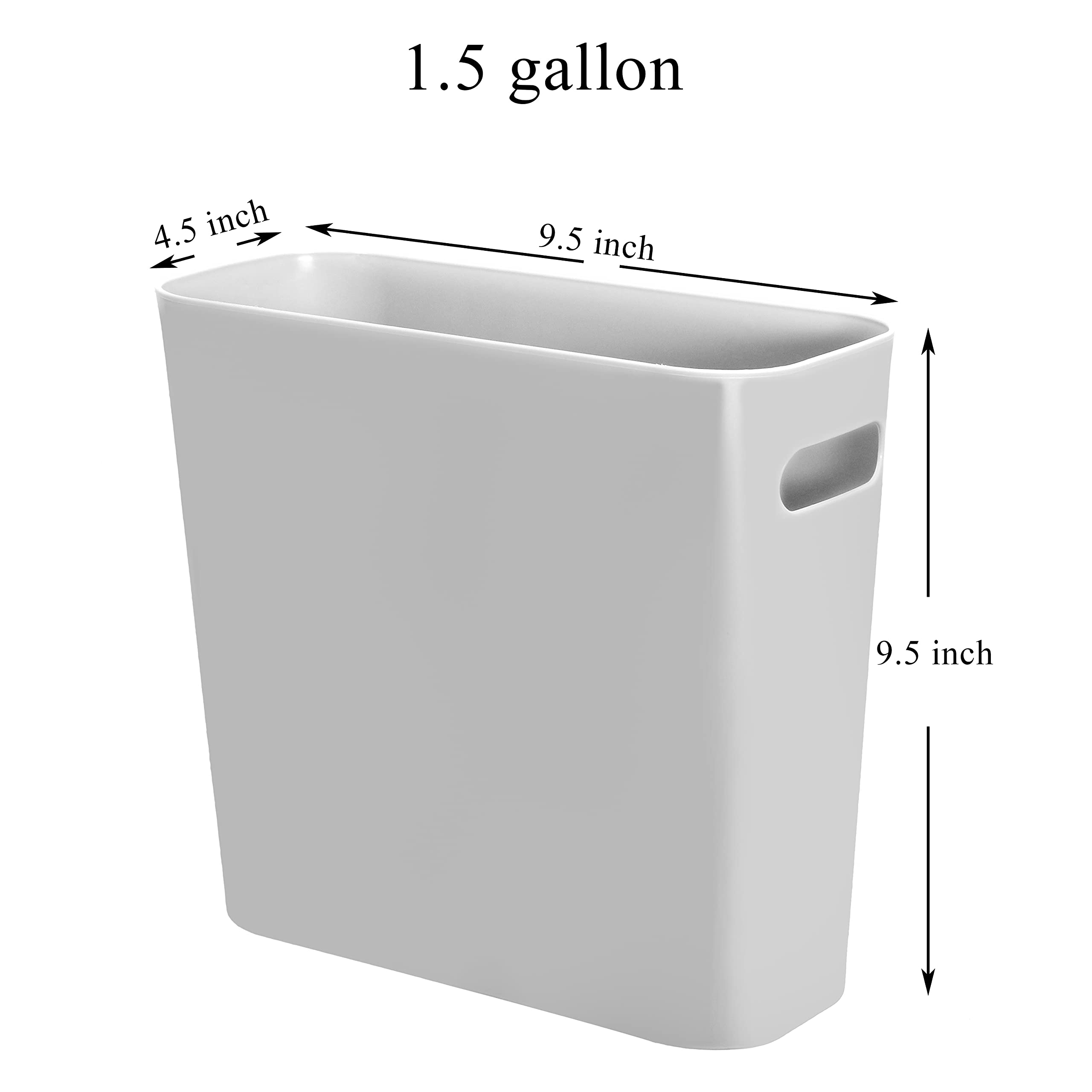 Youngever 1.5 Gallon Slim Trash Can, Re-usable 5.67L Plastic Garbage Container Bin, Small Trash Bin with Handles for Home Office, Living Room, Study Room, Kitchen, Bathroom