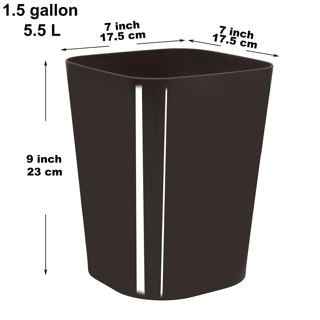 Youngever 2 Pack 1.5 Gallon Square Trash Can, Plastic Garbage Container Bin, Small Trash Bin for Home Office, Living Room, Study Room, Kitchen, Bathroom
