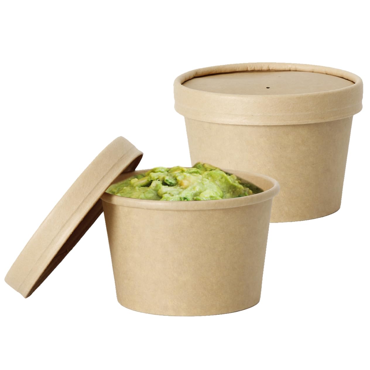 Youngever 24 Pack Disposable Paper Food Containers With Vented Lids, To Go Hot Soup Bowls, Recyclable Ice Cream Cups, Kraft