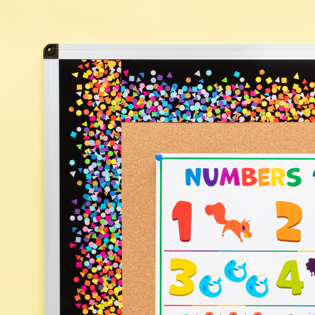Youngever 52.5 ft Bulletin Board Borders Confetti Border for Classroom Decoration, Confetti on Black