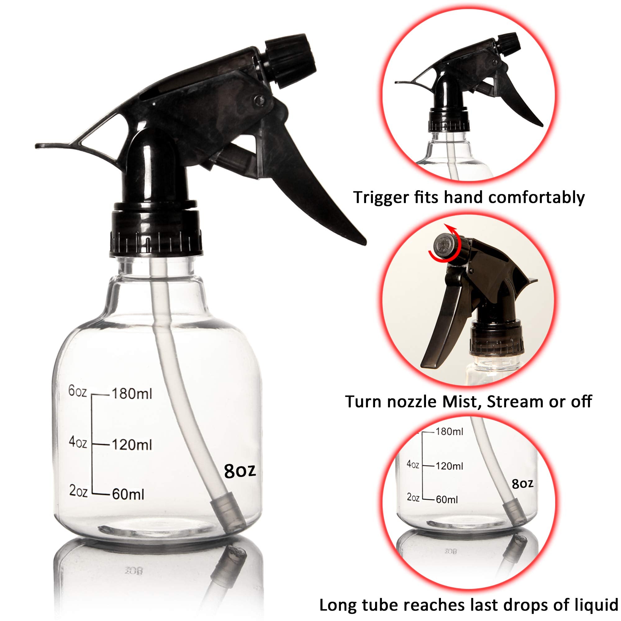 Youngever 12 Pack Empty Plastic Spray Bottles, Spray Bottles for Hair and Cleaning Solutions