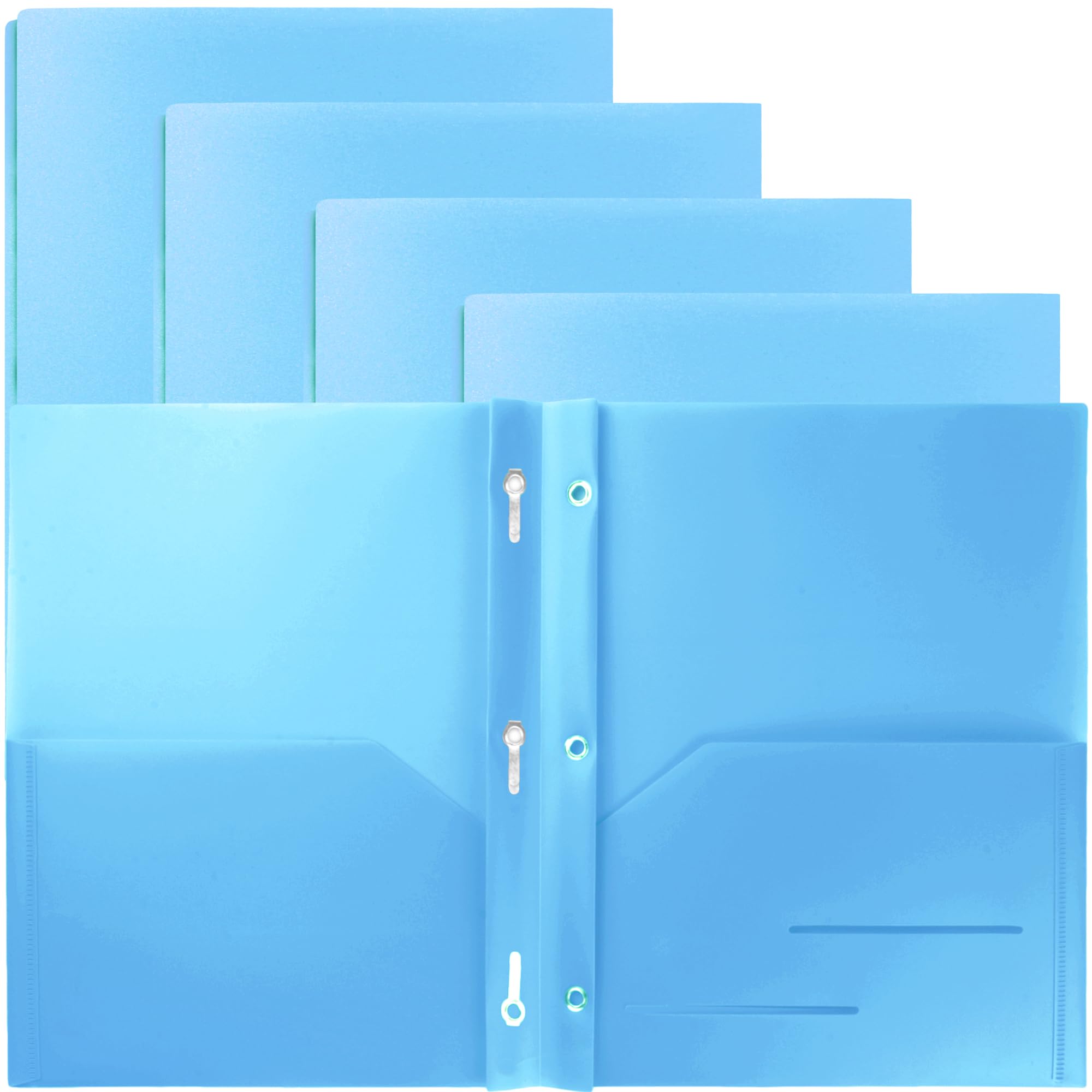 Youngever 6 Pack Heavy Duty Plastic Two Pocket Folders with 3 Prongs, Metal Prongs Fastener, Heavy Duty Plastic 2 Pocket Folder