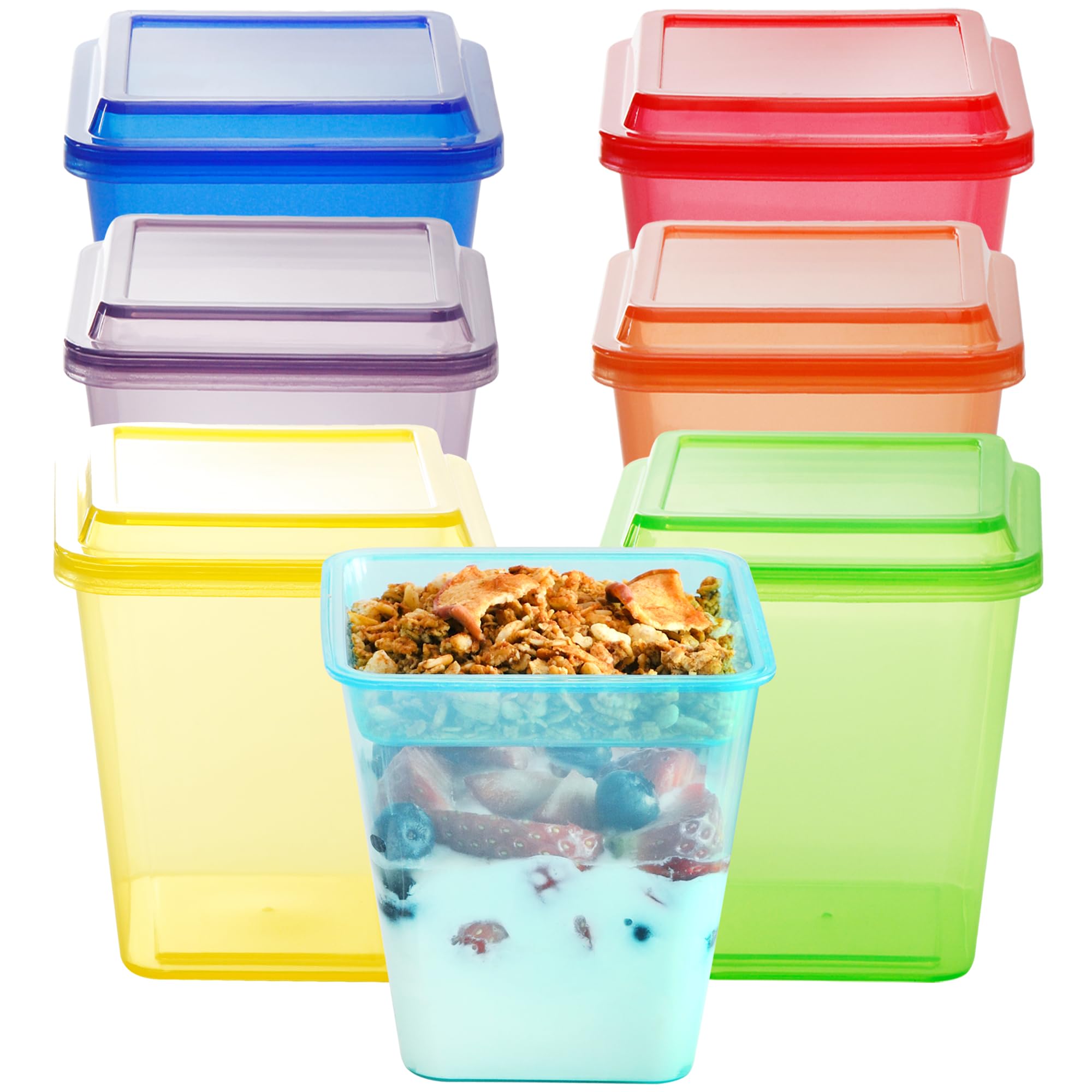Youngever 7 Sets Plastic Parfait Cups, Reusable Plastic Dessert Cups with Lids and Inserts, Reusable Plastic Yogurt Cups with Inserts, Spill and Leak Proof