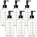 Youngever 6 Pack Plastic Pump Bottles, Clear Refillable Plastic Pump Bottles with Measurement and Travel Lock