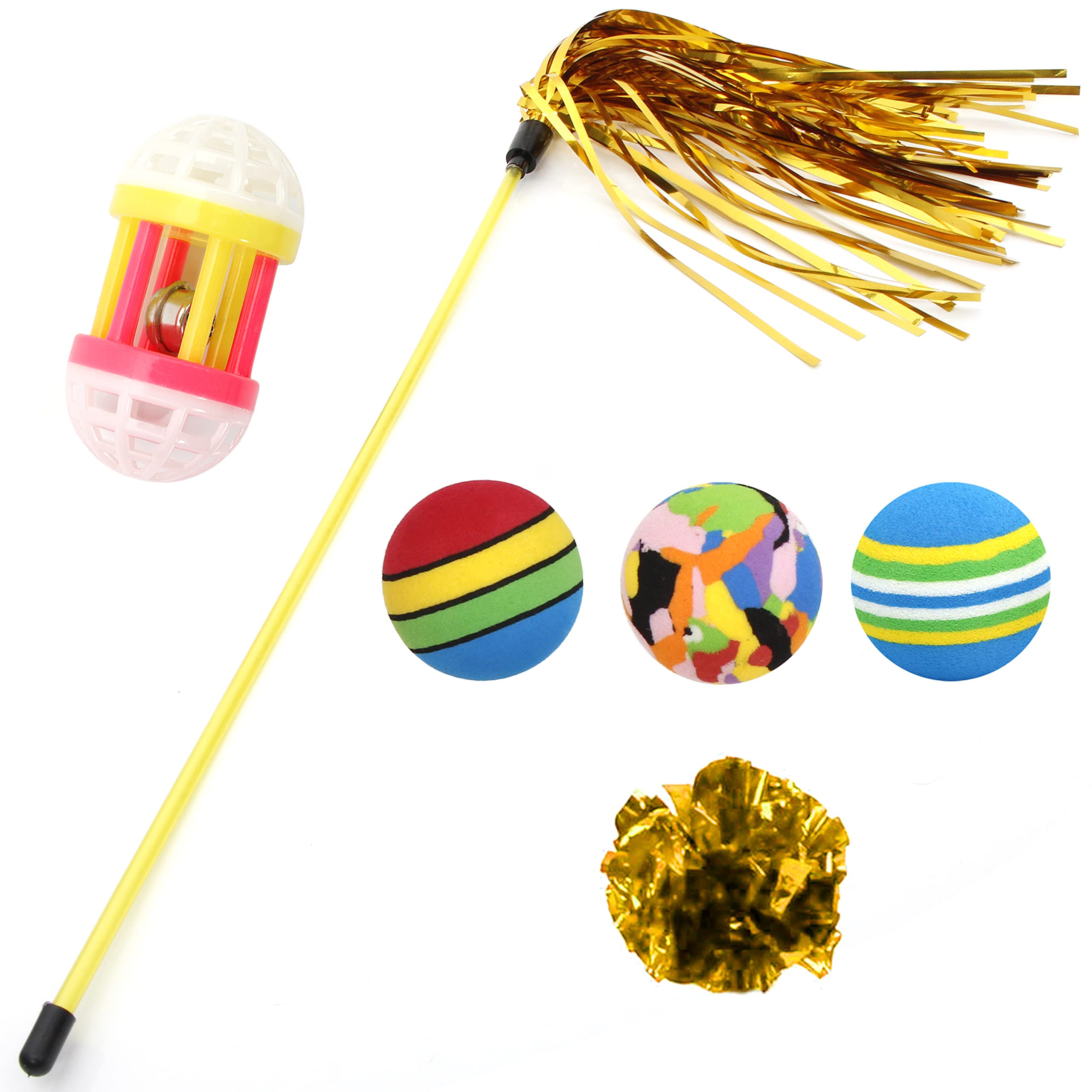 Youngever 18 Cat Toys Kitten Toys Assortments, Cat Teaser Wand, Interactive Bell Toy, Sparkle Balls for Cat, Puppy, Kitty, Kitten