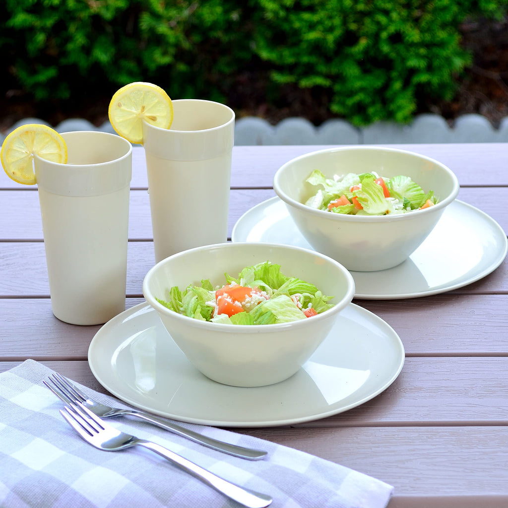 Youngever 18-Piece Plastic Kitchen Dinnerware Set, Plates, Dishes, Bowls, Cups, Service for 6