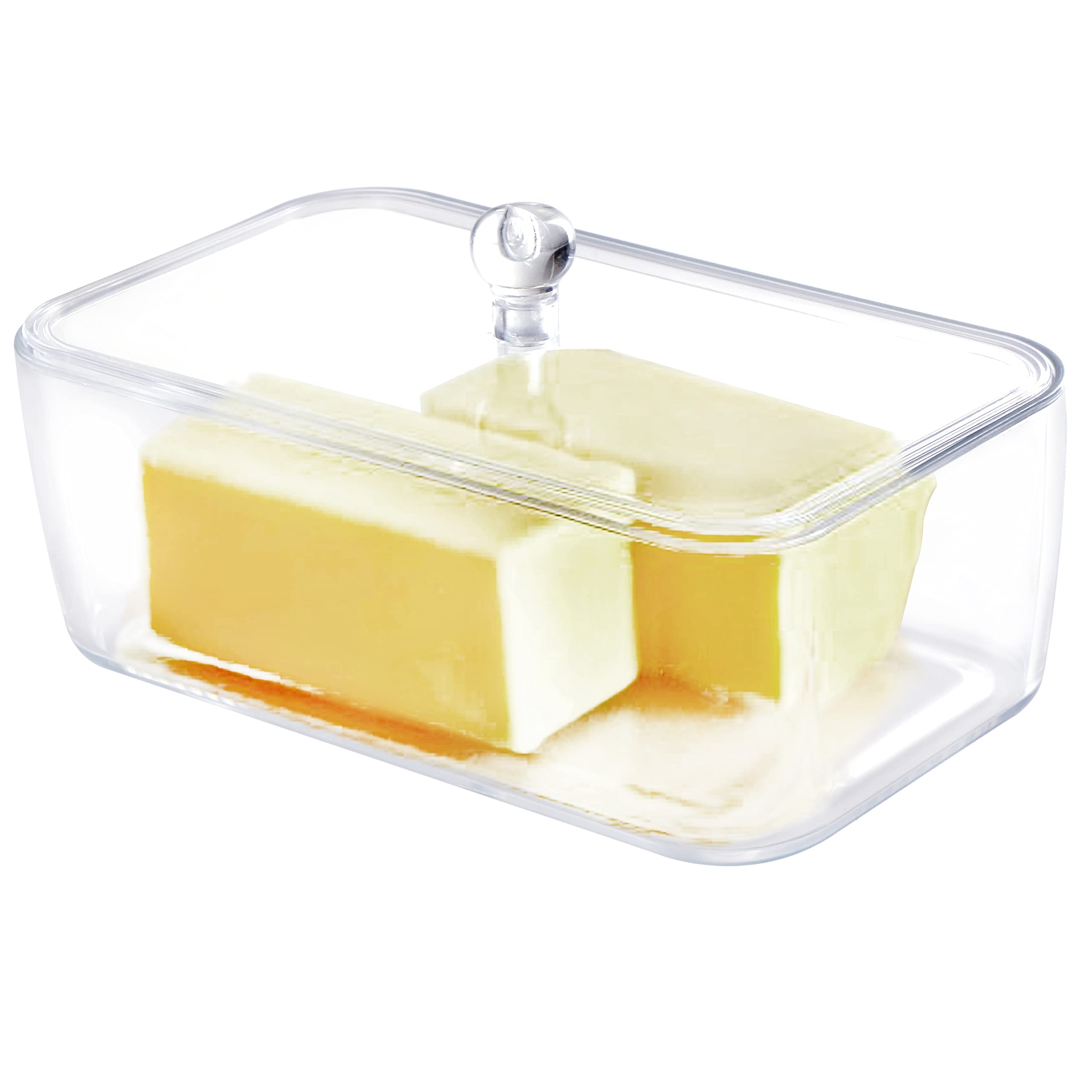 Youngever Plastic Butter Keeper, Reusable Clear Butter Dish, Butter Container with Lid