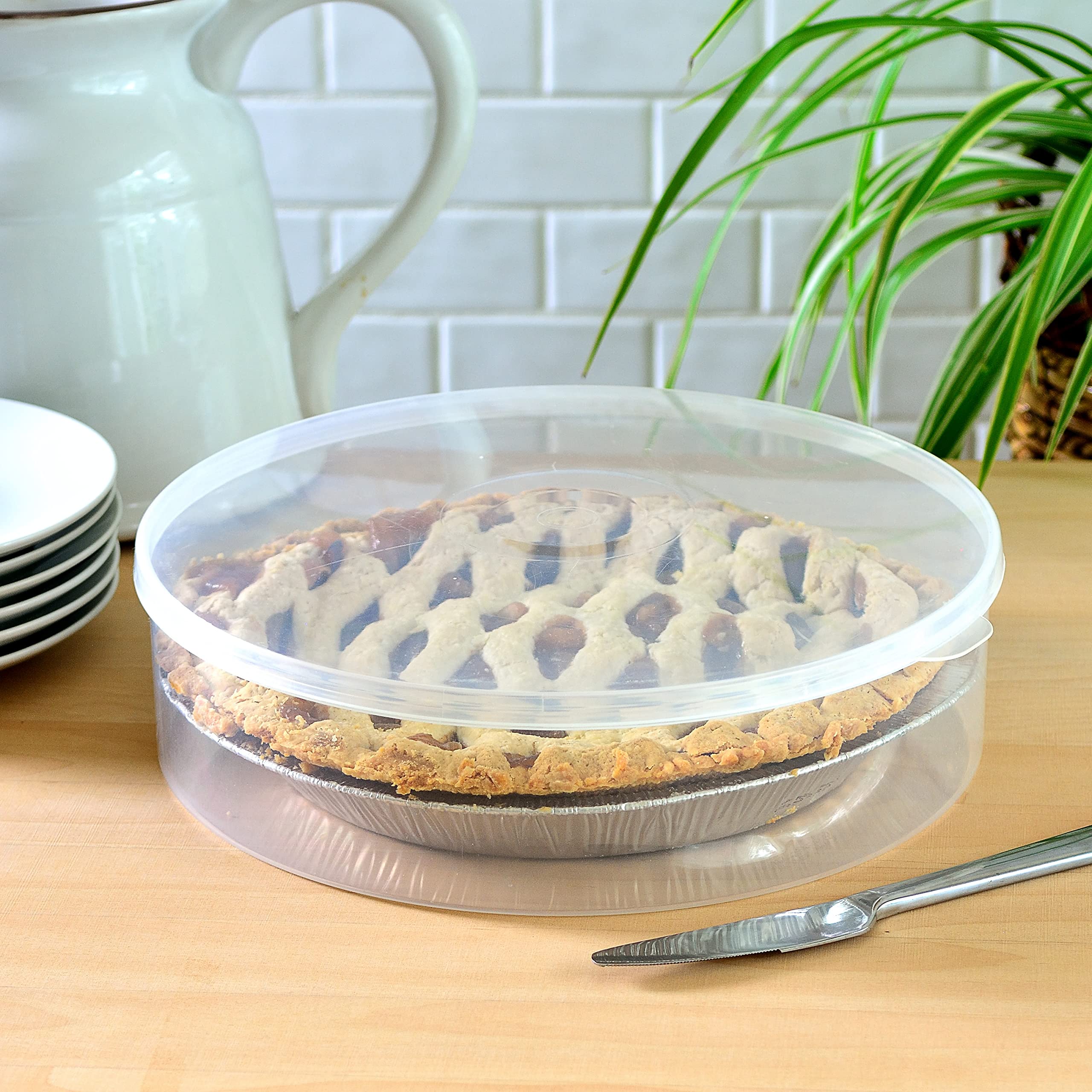 Youngever Plastic Pie Container, 11 Inch, Fresh Pie Keeper, Cupcake Carrier, Clear Round Food Storage Container with Lid, Food Container for Cupcakes, Cookies, Cheesecakes