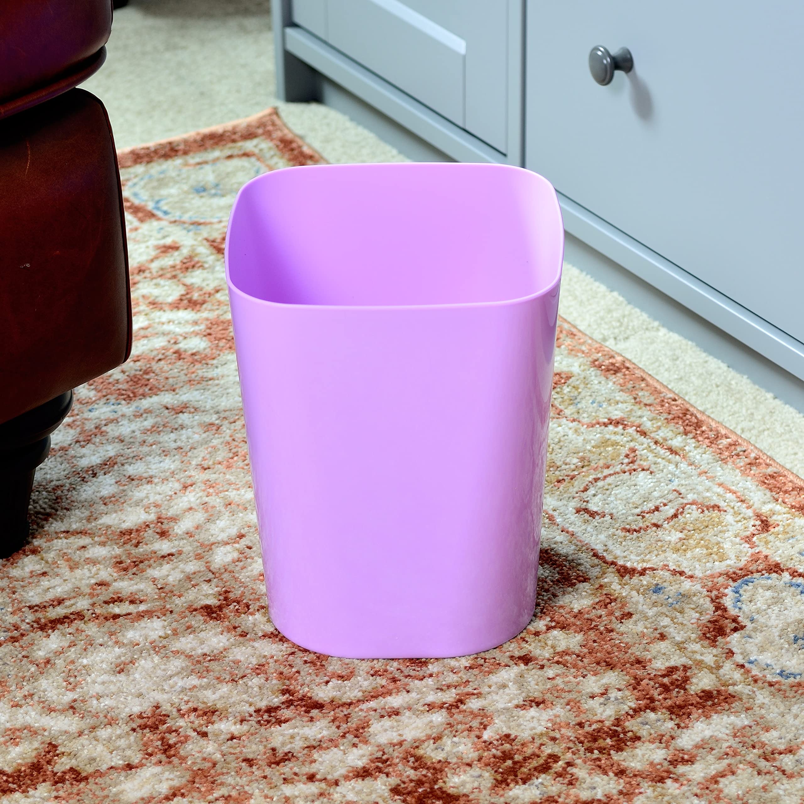 Youngever 2 Pack 1.5 Gallon Square Trash Can, Plastic Garbage Container Bin, Small Trash Bin for Home Office, Living Room, Study Room, Kitchen, Bathroom