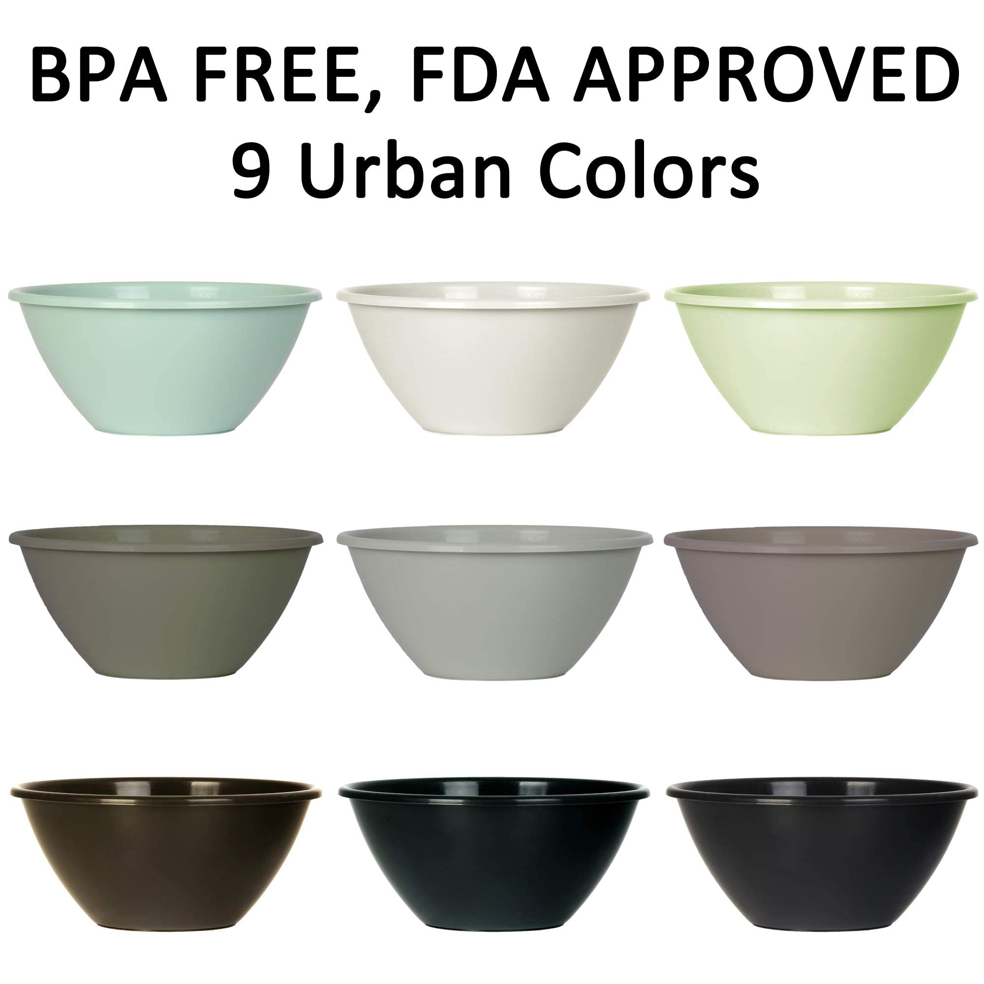 Youngever 32 ounce Plastic Bowls, Large Cereal Bowls, Large Soup Bowls, Set of 9