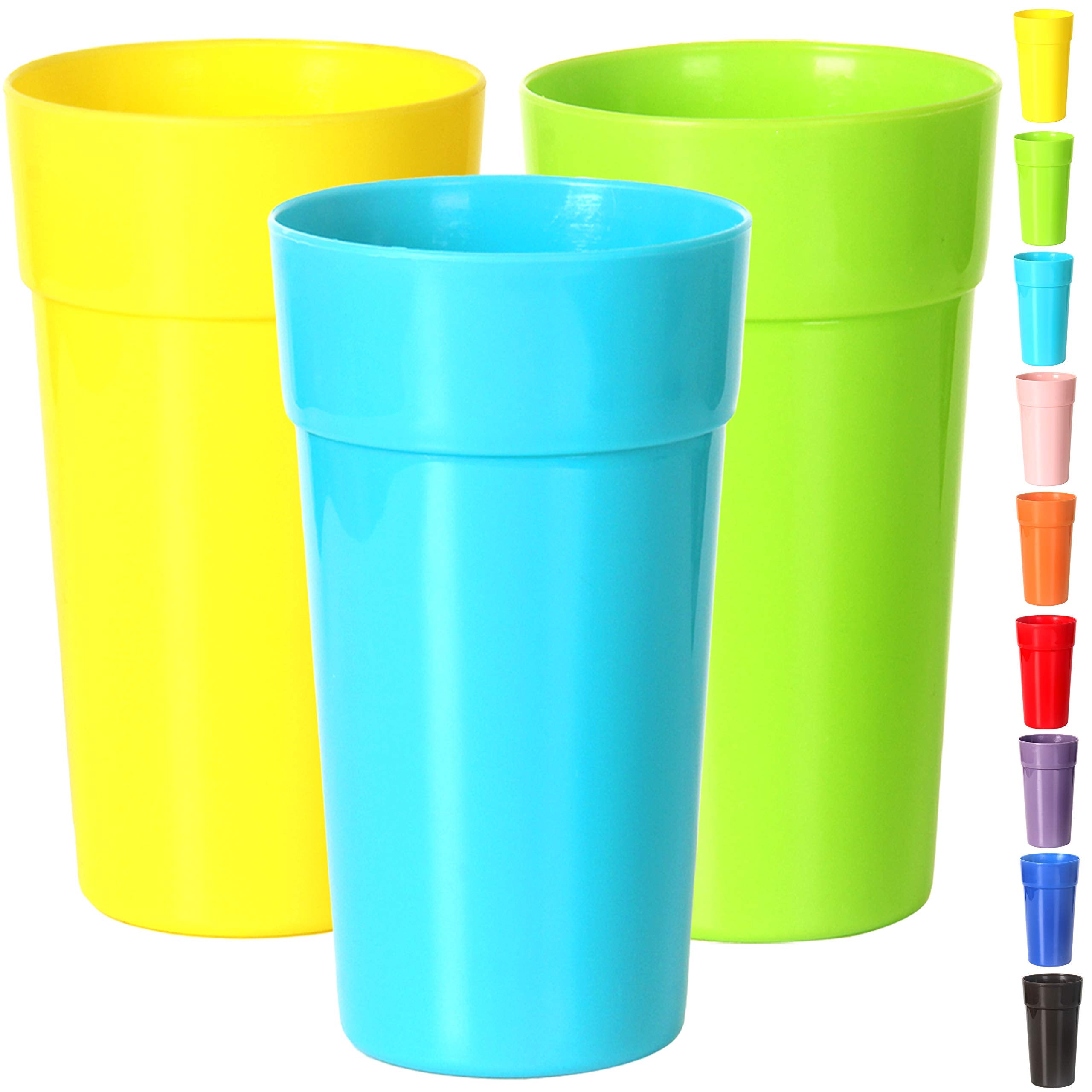 Youngever 9 Pack Plastic Tumblers, Unbreakable Drinking Glasses, Plastic Cups in 9 Assorted Colors