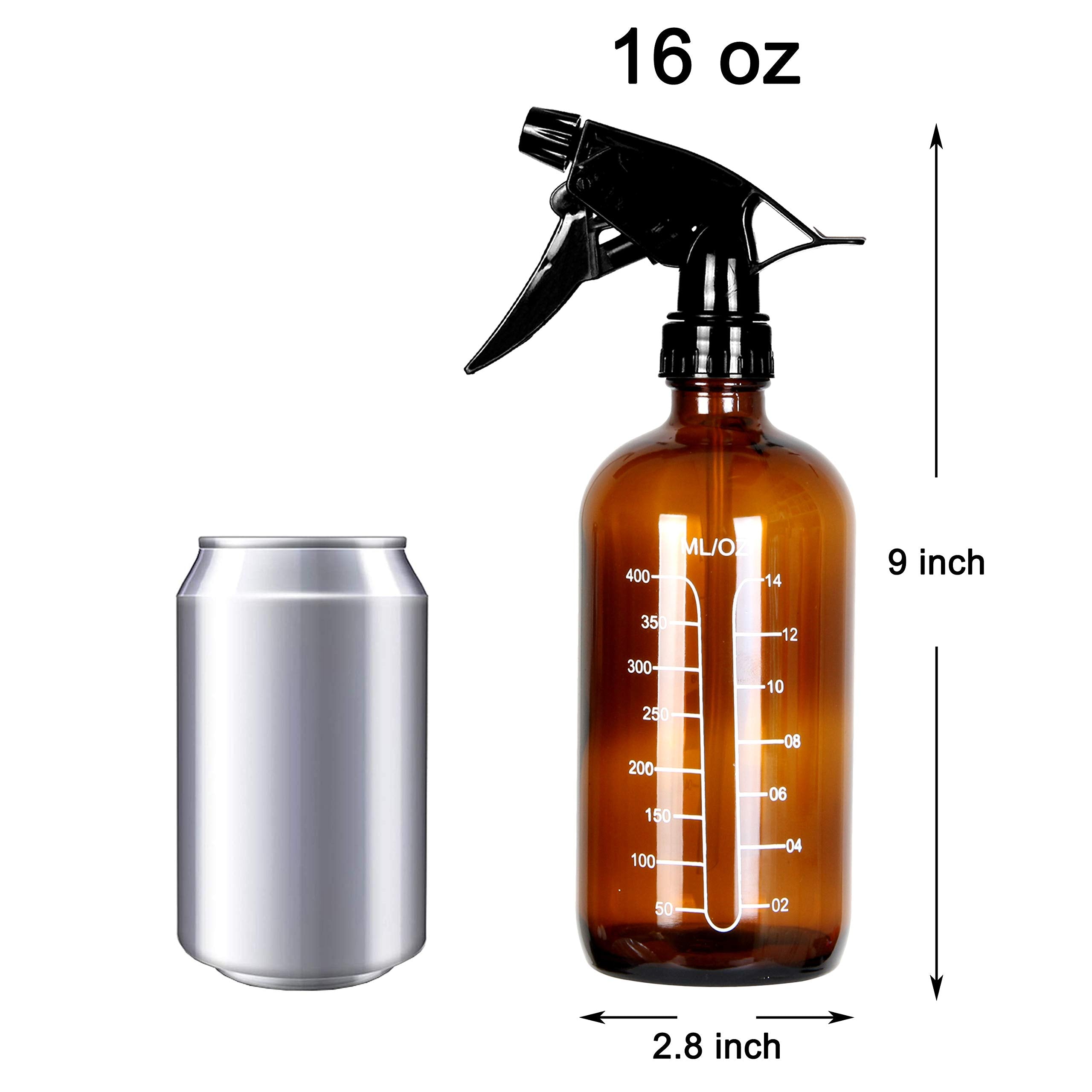 Youngever 4 Pack 16 Ounce Empty Glass Spray Bottles with Measurements, Spray Bottles for Hair and Cleaning Solutions