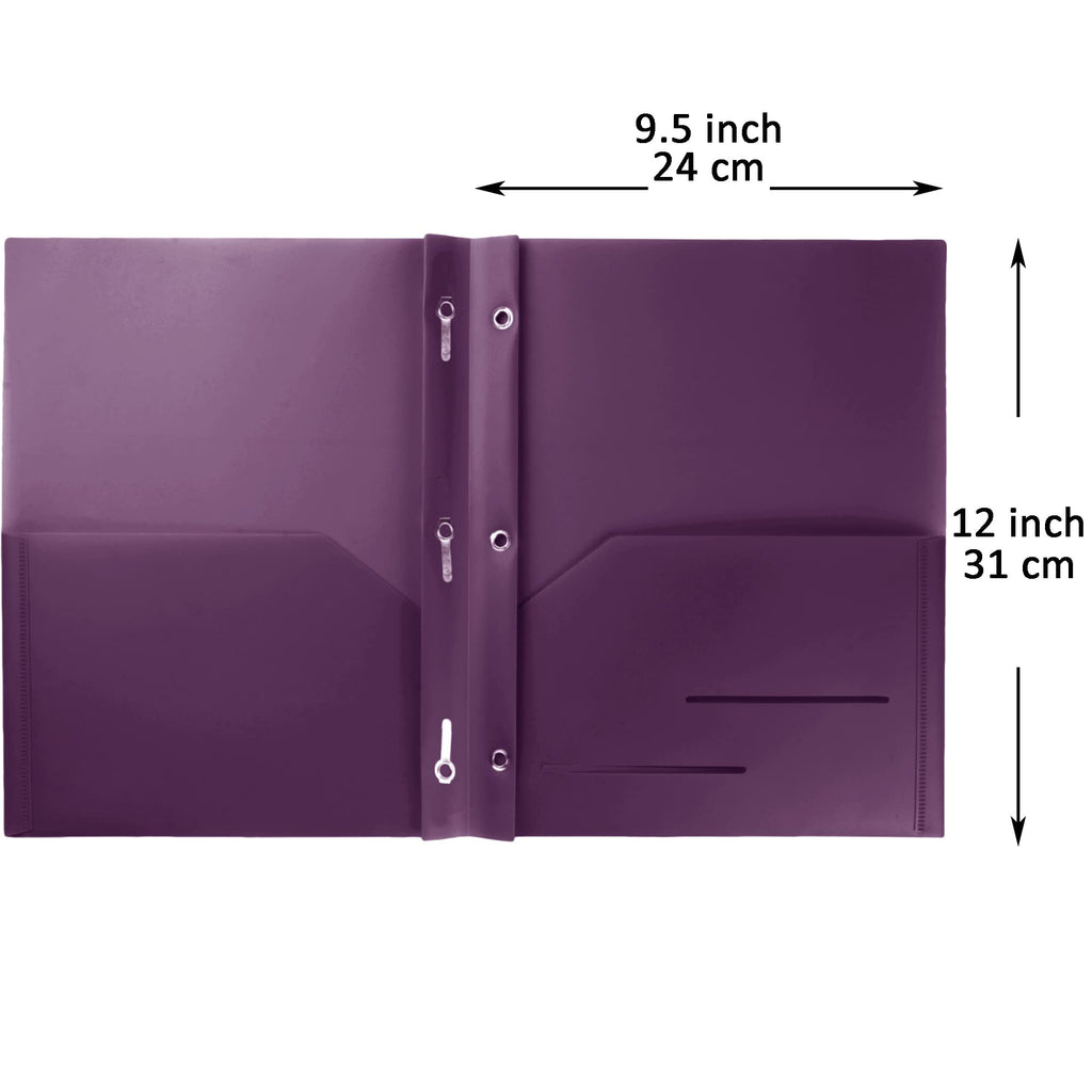 Youngever 6 Pack Heavy Duty Plastic Two Pocket Folders with 3 Prongs, Metal Prongs Fastener, Heavy Duty Plastic 2 Pocket Folder