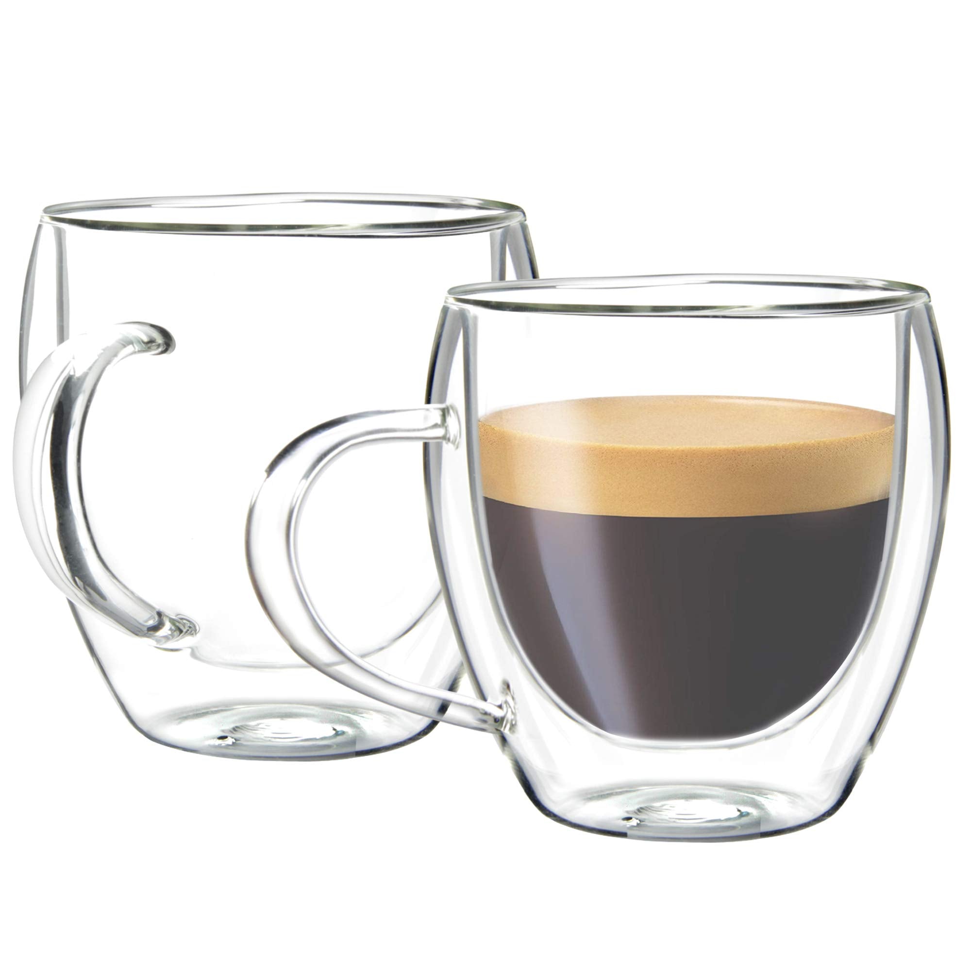 Youngever 2 Pack Glass Espresso Mugs, Double Wall Thermo Insulated Coffee Cups, 5.5 Ounce