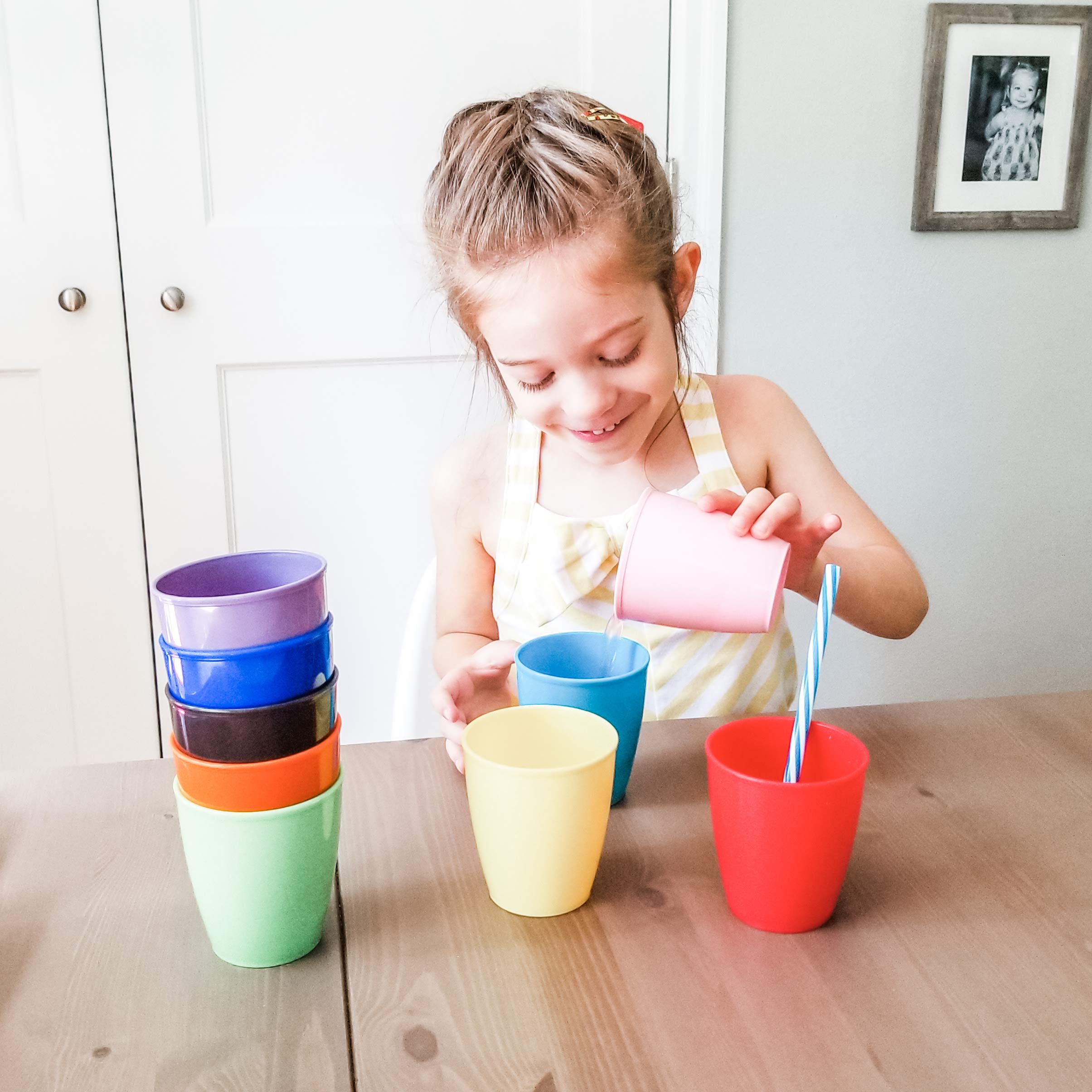 Youngever 8 Ounce Kids Cups - 9 Pack in Assorted Colors, Unbreakable Toddler Drinking Cups