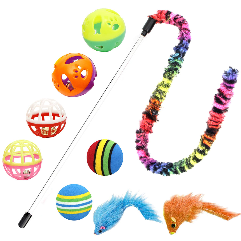 Youngever 18 Cat Toys Kitten Toys Assortments, Cat Teaser Wand, Interactive Bell Toy, Sparkle Balls for Cat, Puppy, Kitty, Kitten