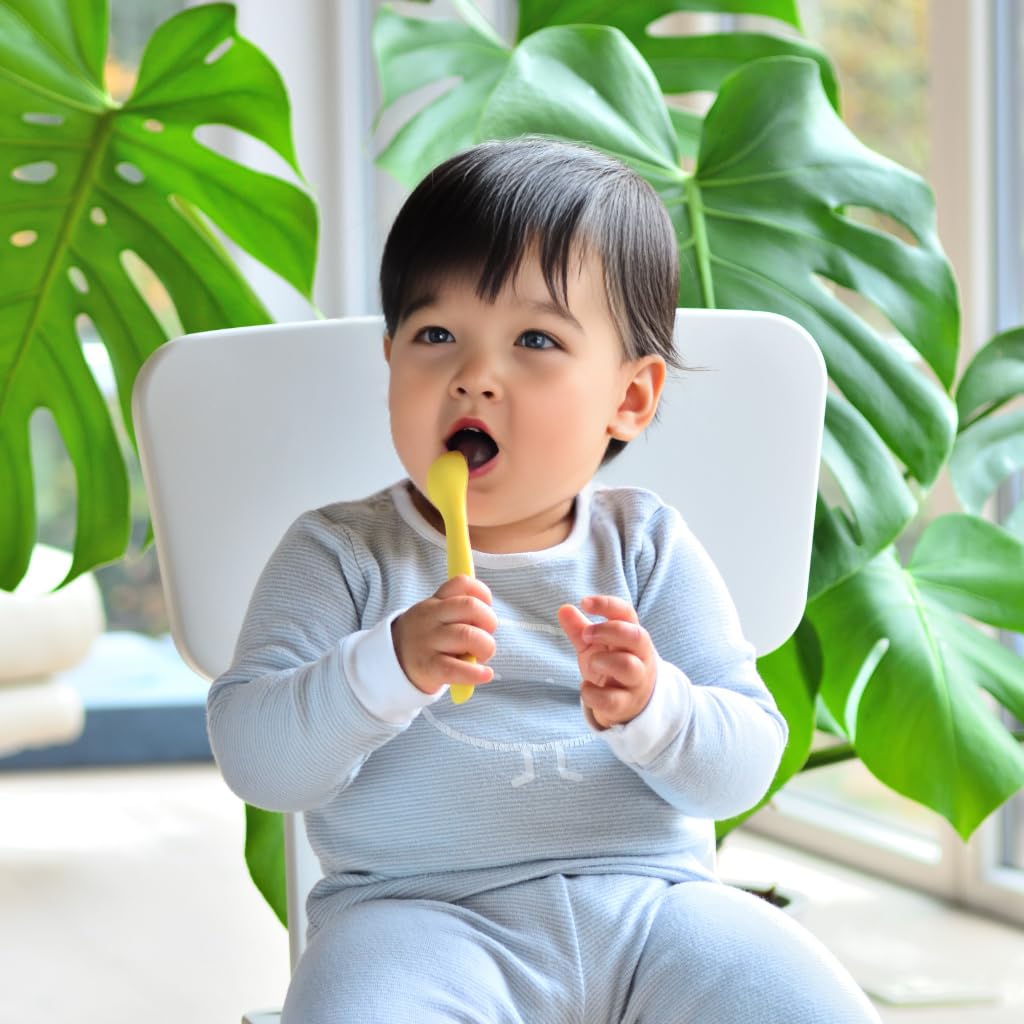 Youngever 9 Pack Silicone Baby Spoons - Unbreakable Reusable Feeding Spoons for Kids and Toddlers