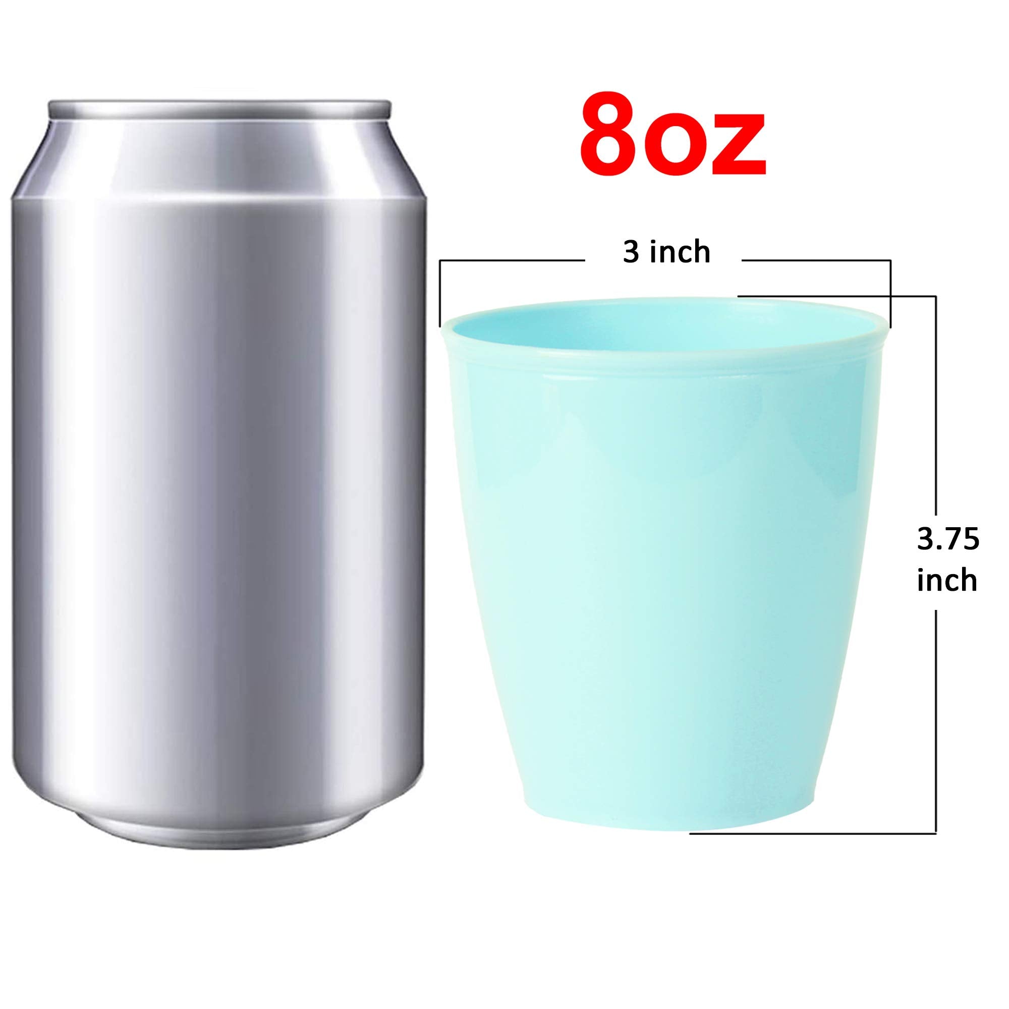 Youngever 8 Ounce Kids Cups, 9 Pack Kids Plastic Cups, 8 Ounce Kids Drinking Cups, Toddler Cups, Cups for Kids Toddlers, Unbreakable Toddler Cups