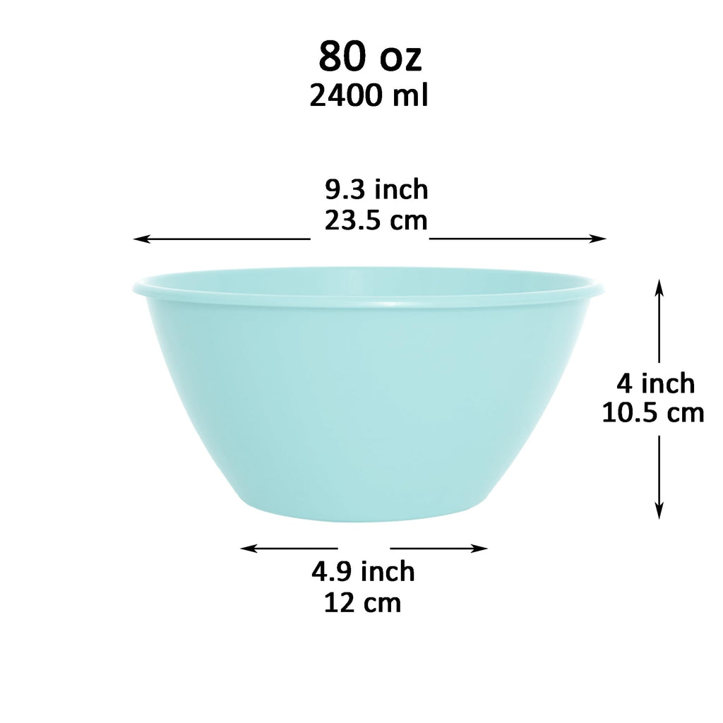 Youngever 9 inch 80 Ounce Plastic Mixing and Serving Bowls, Popcorn Bowls, Salad Bowls, Chip and Dip Serving Bowls, Set of 9