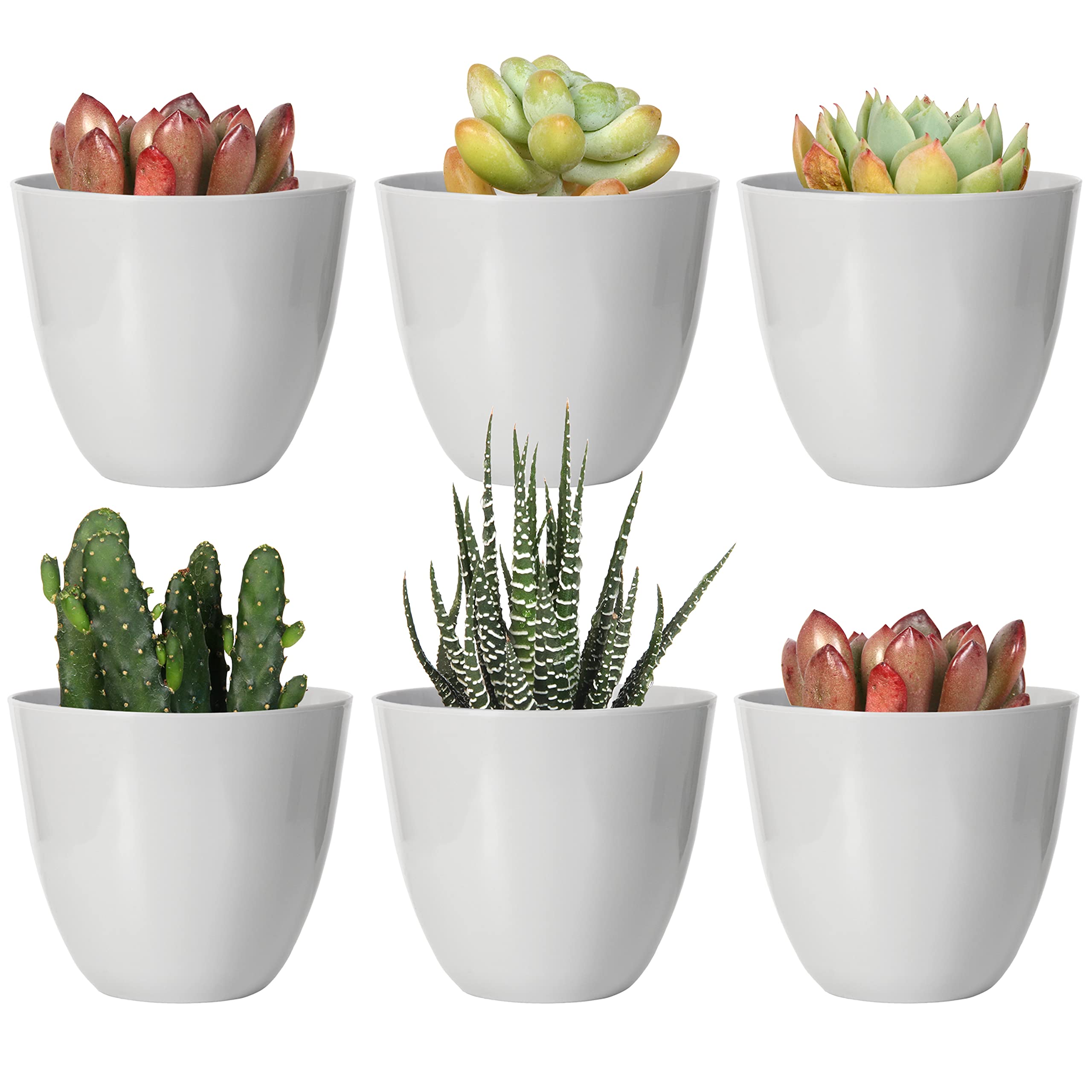 Youngever 10 Pack 3 Inch Mini Plastic Planters Indoor Flower Plant Pots, Grey Gardening Pot with Drainage for All House Plants, Flowers, Herbs, Succulents, NO Plant Included