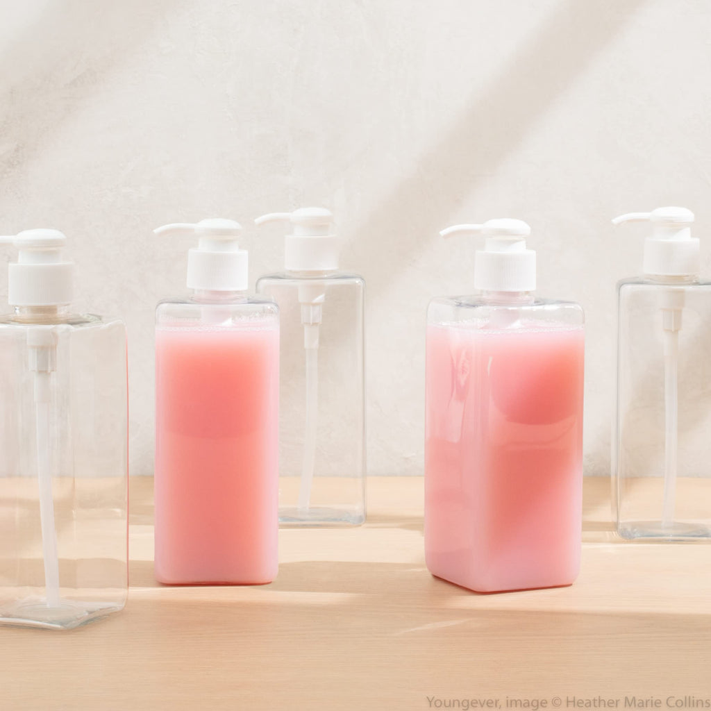 Youngever 5 Pack 16 Ounce Plastic Pump Bottles, Refillable Square Plastic Pump Bottles for Dispensing Lotions, Shampoos and More