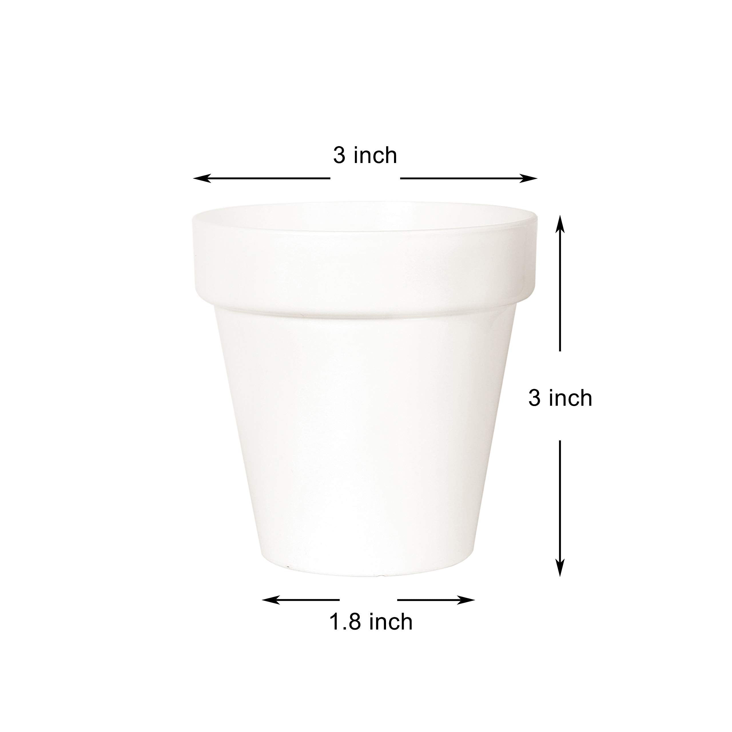Youngever 10 Pack 3 Inch Mini Plastic Planters Indoor Flower Plant Pots, White Gardening Pot with Drainage for All House Plants, Flowers, Herbs, Succulents, NO Plant Included