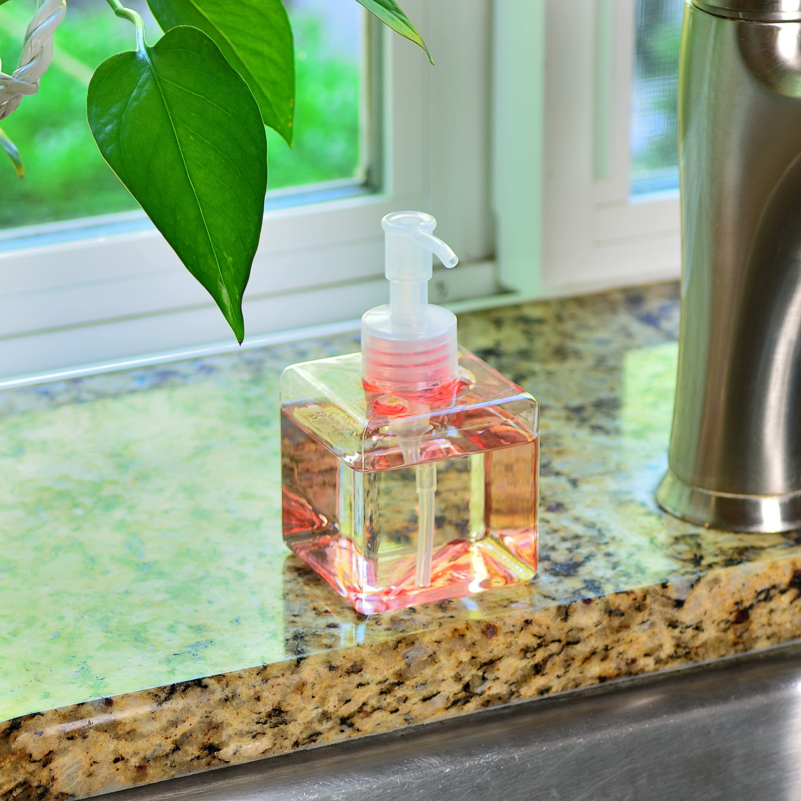 Youngever 5 Pack Color Plastic Square Pump Bottles, Refillable Plastic Pump Bottles for Dispensing