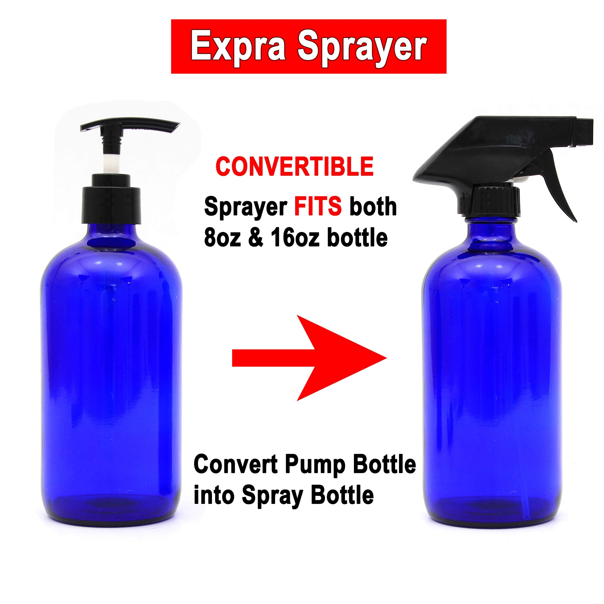 Youngever 6 Pack Empty Glass Pump Bottles, 2 Pack 16 Ounce and 4 Pack 8 Ounce Pump Bottles, Soap Dispenser, Refillable Containers