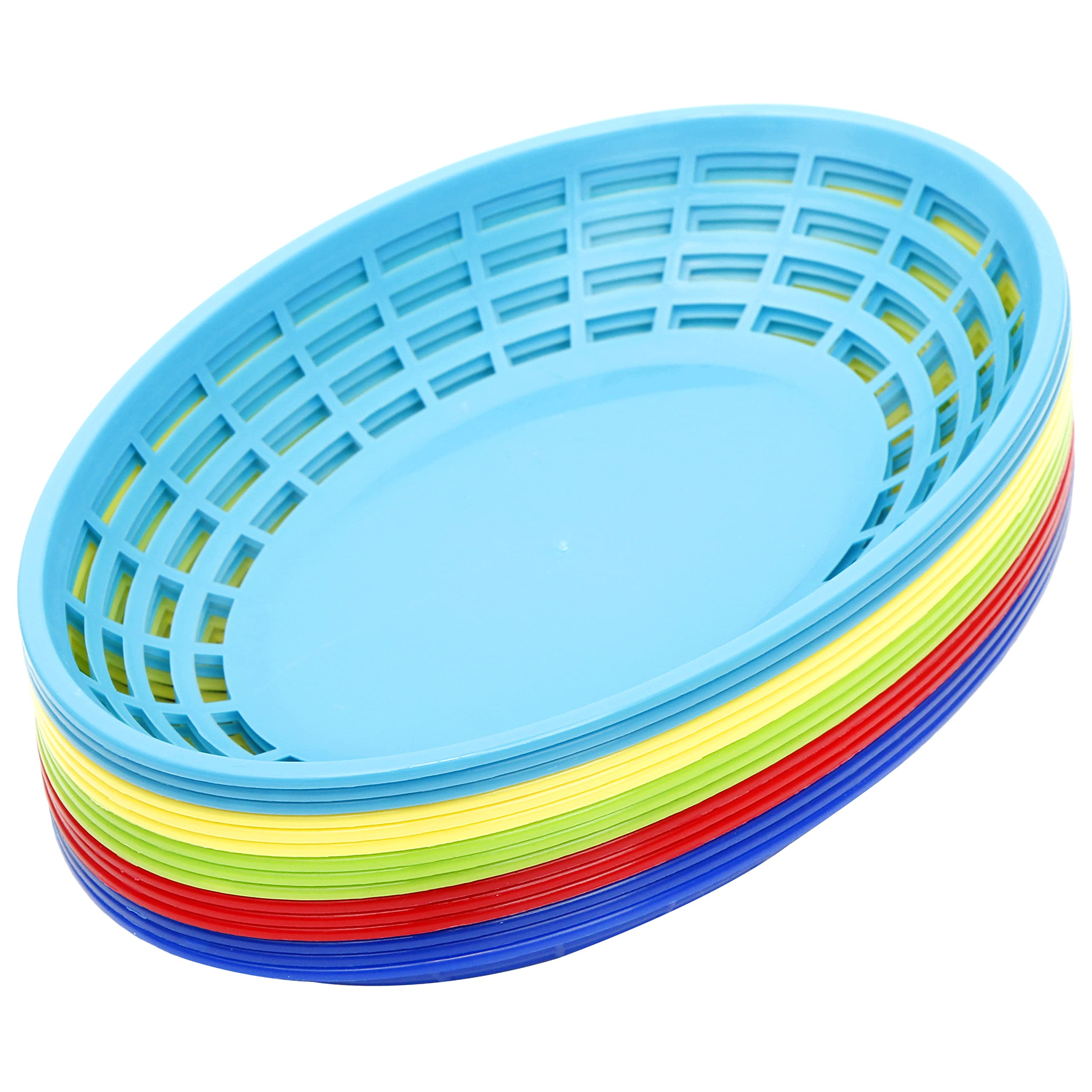 Youngever 15 Pack Plastic Snack Baskets - Assorted Colors for Popcorn, Chips, Snacks