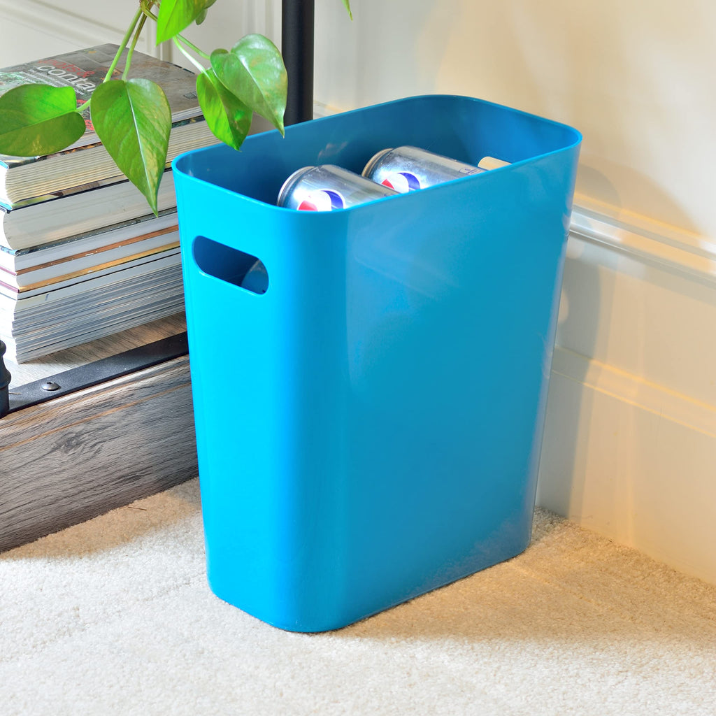 Youngever 1 Pack 3 Gallon Slim Trash Can, Plastic Garbage Container Bin, Trash Bin with Handles for Home Office, Living Room, Study Room, Kitchen, Bathroom