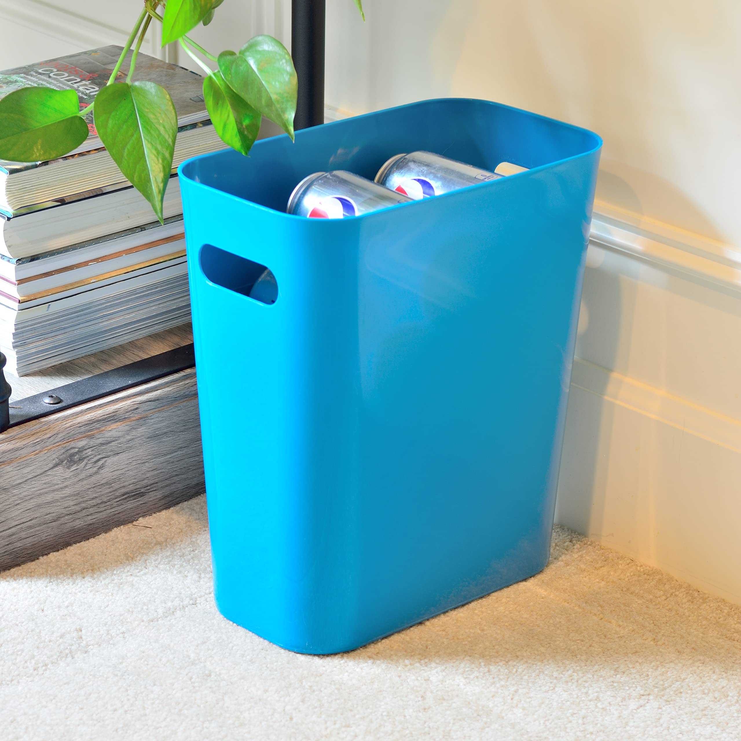 Youngever 1 Pack 3 Gallon Slim Trash Can, Plastic Garbage Container Bin, Trash Bin with Handles for Home Office, Living Room, Study Room, Kitchen, Bathroom