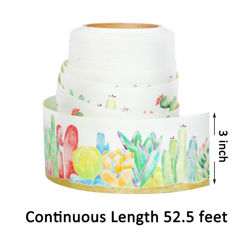 Youngever 52.5 ft Straight Border Trim, Bulletin Board Borders, Cactus Design