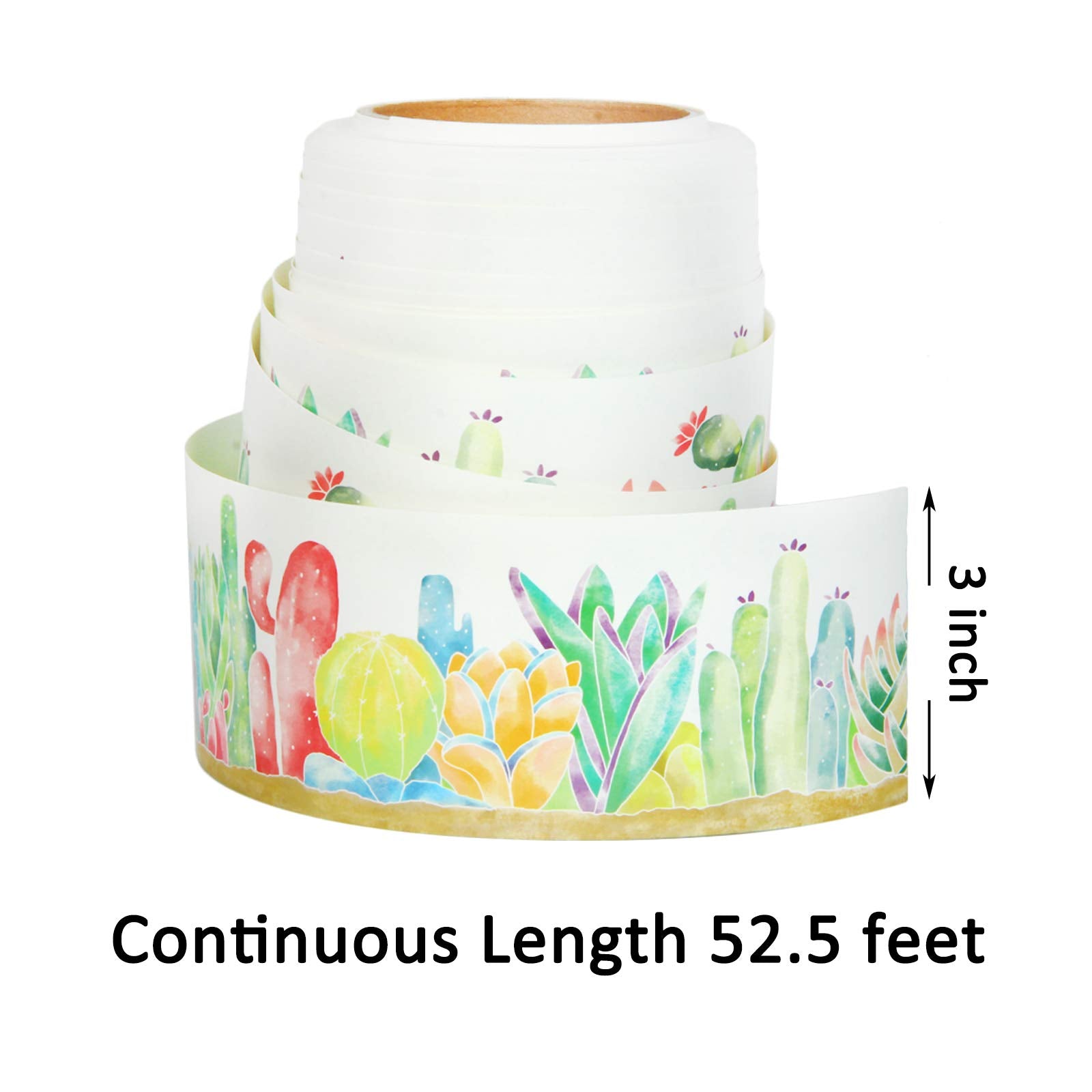 Youngever 52.5 ft Straight Border Trim, Bulletin Board Borders, Cactus Design