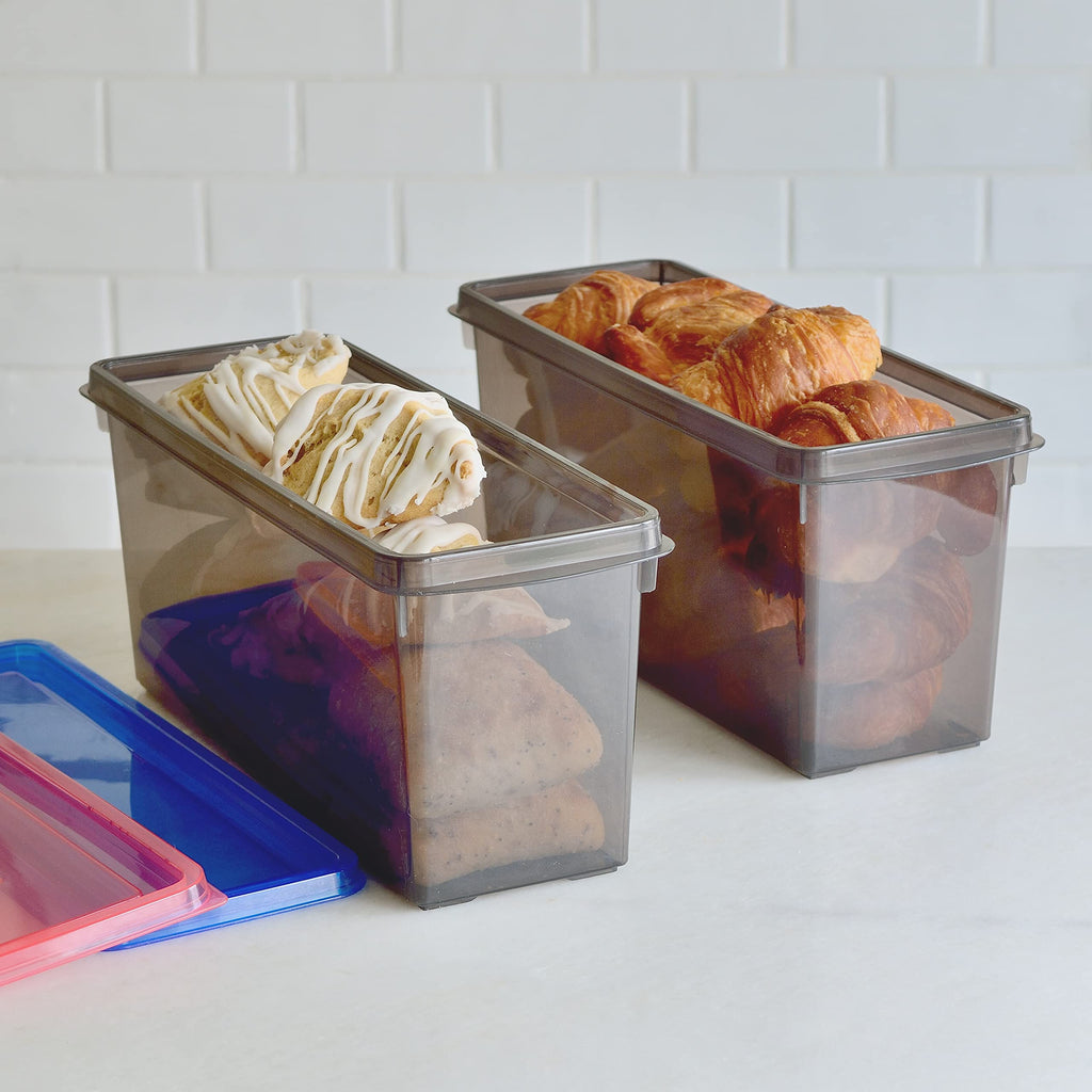 Youngever 2 Pack Plastic Bread Container, Bread Storage Containers, Food Storage Containers, 100OZ