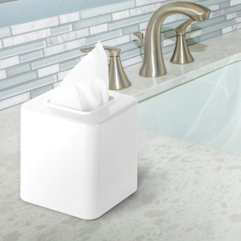 Youngever 2 Pack Tissue Box Covers, Plastic Square Tissue Box Holders, Square Napkin Box Holders