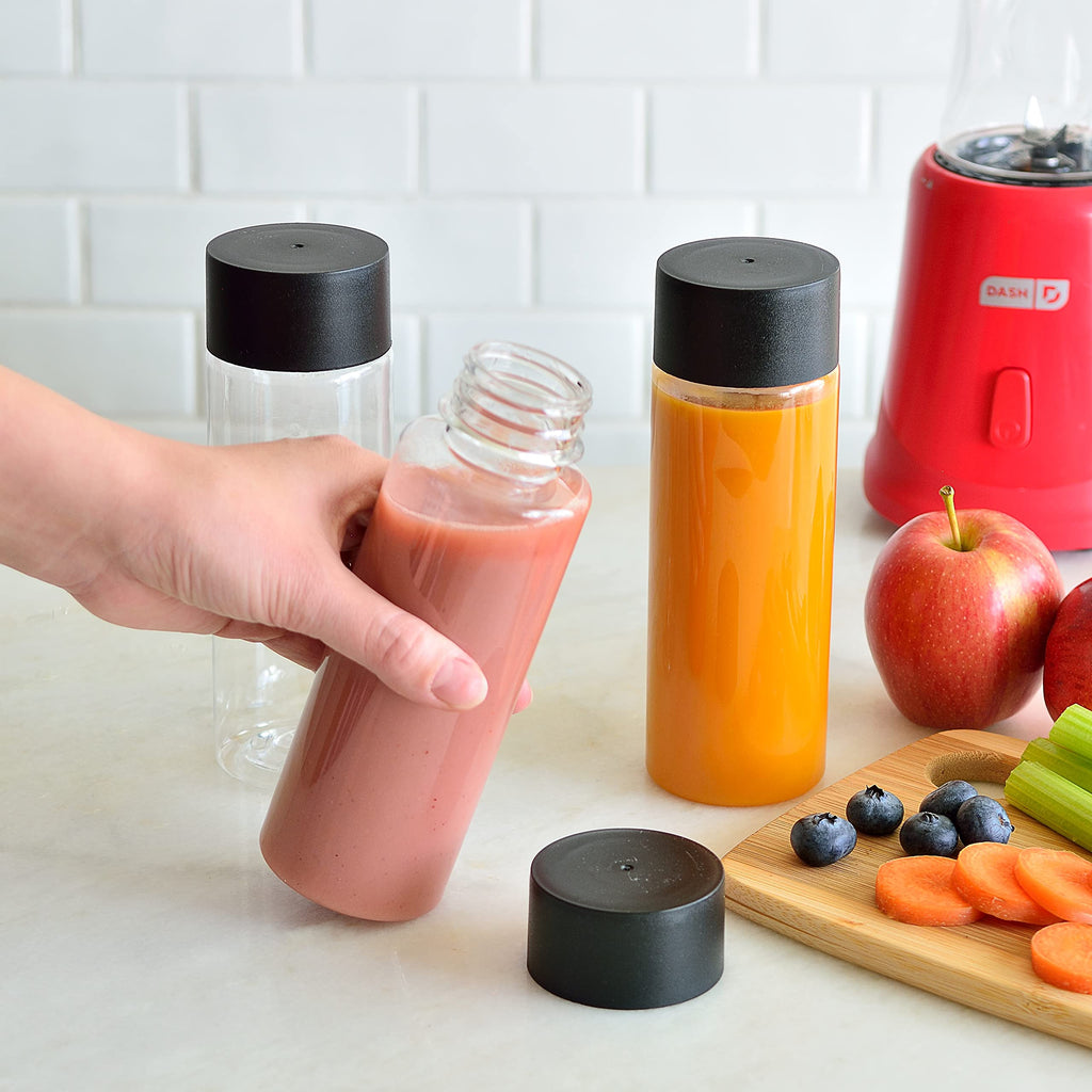 Youngever 8 Pack 10 Ounce Plastic Juice Bottles with Caps, Drinking Bottles with Lids, Beverage Containers