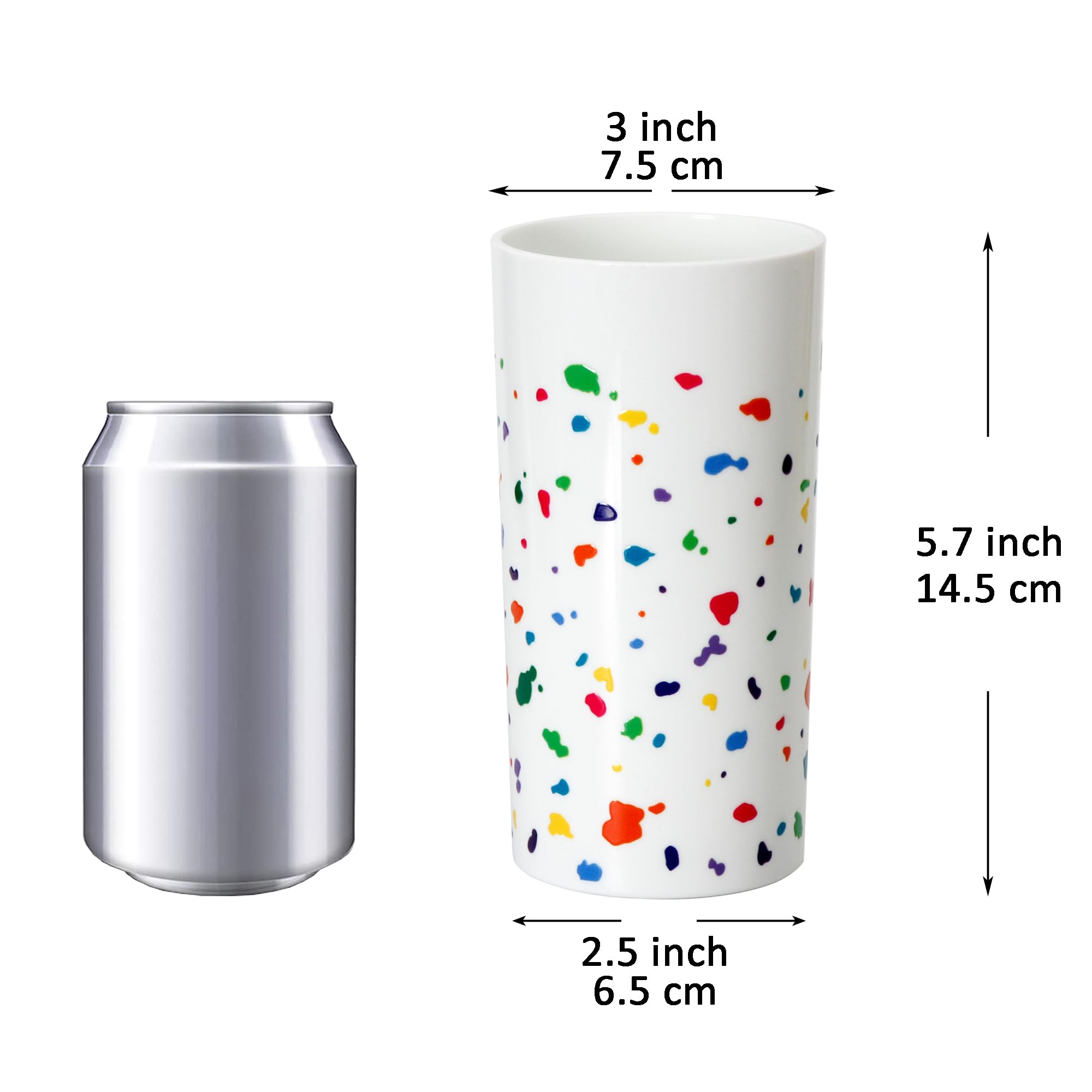 Youngever 4 Pack 16 Ounce Plastic Tumblers, Plastic Drinking Cups, Cafe Break-Resistant Drinking Glasses, Shatterproof Drinking Tumblers, Reusable | NO BPA | Top-rack Dishwasher Safe (3D Splatter)