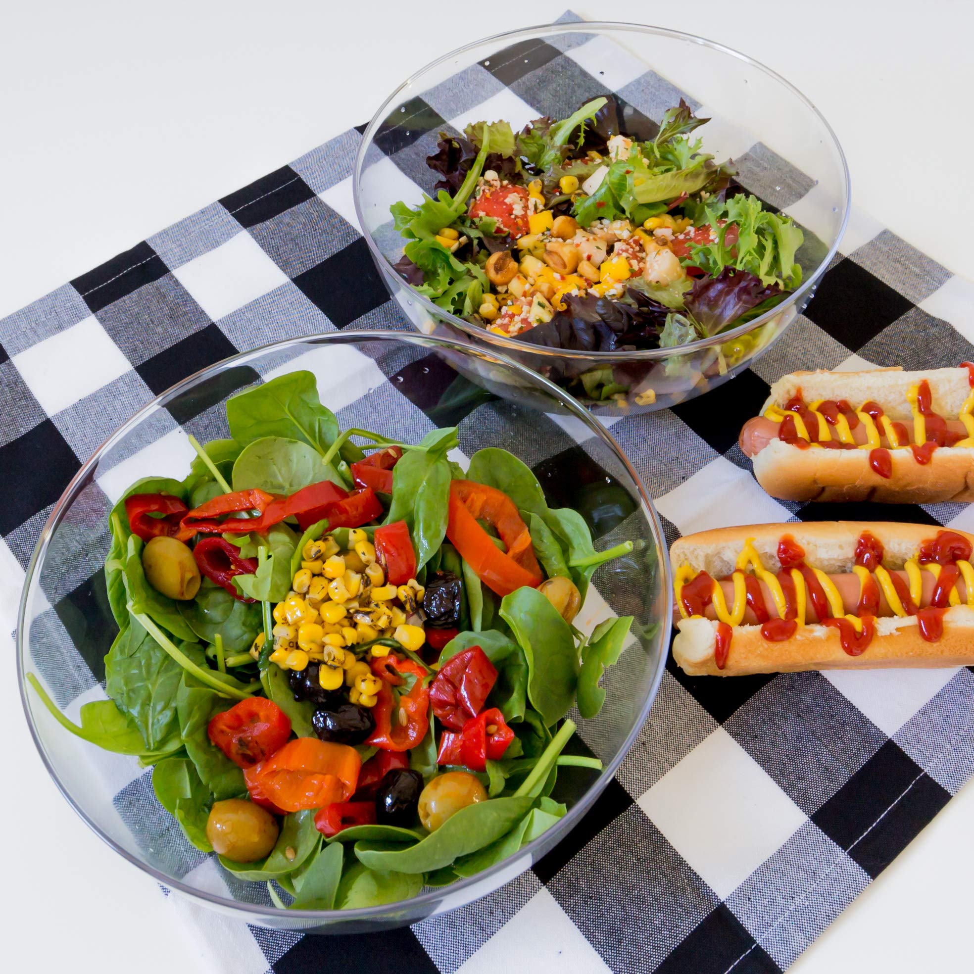 Youngever 4 Pack 115OZ Large Clear Plastic Mixing and Serving Bowls, Popcorn Bowls, Salad Bowls, Chip and Dip Serving Bowls