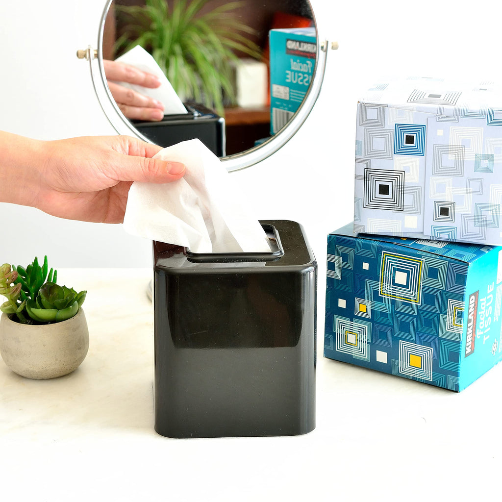 Youngever 2 Pack Tissue Box Covers, Plastic Square Tissue Box Holders, Square Napkin Box Holders