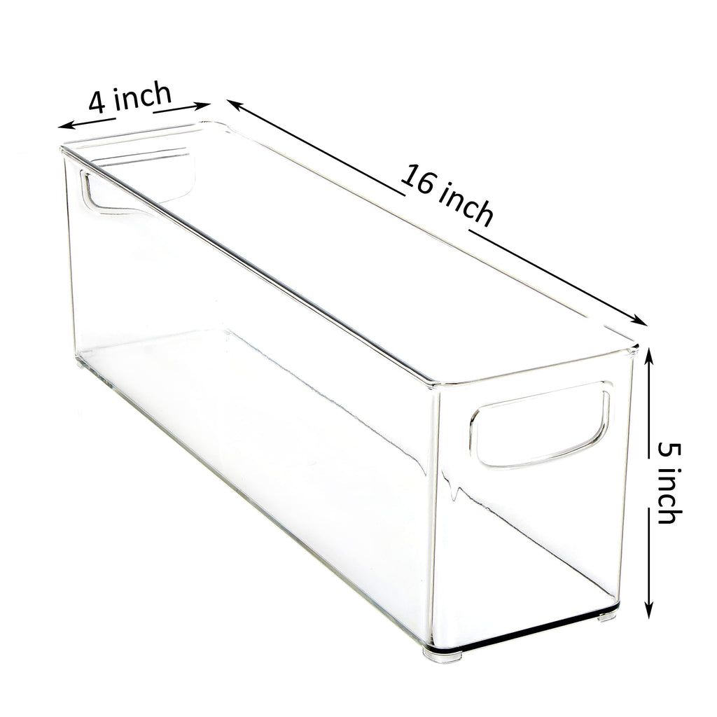 Youngever 2 Pack Stackable Plastic Storage Organizer Container Bin, Stackable Storage Bins with Handler for Refrigerator, Pantry