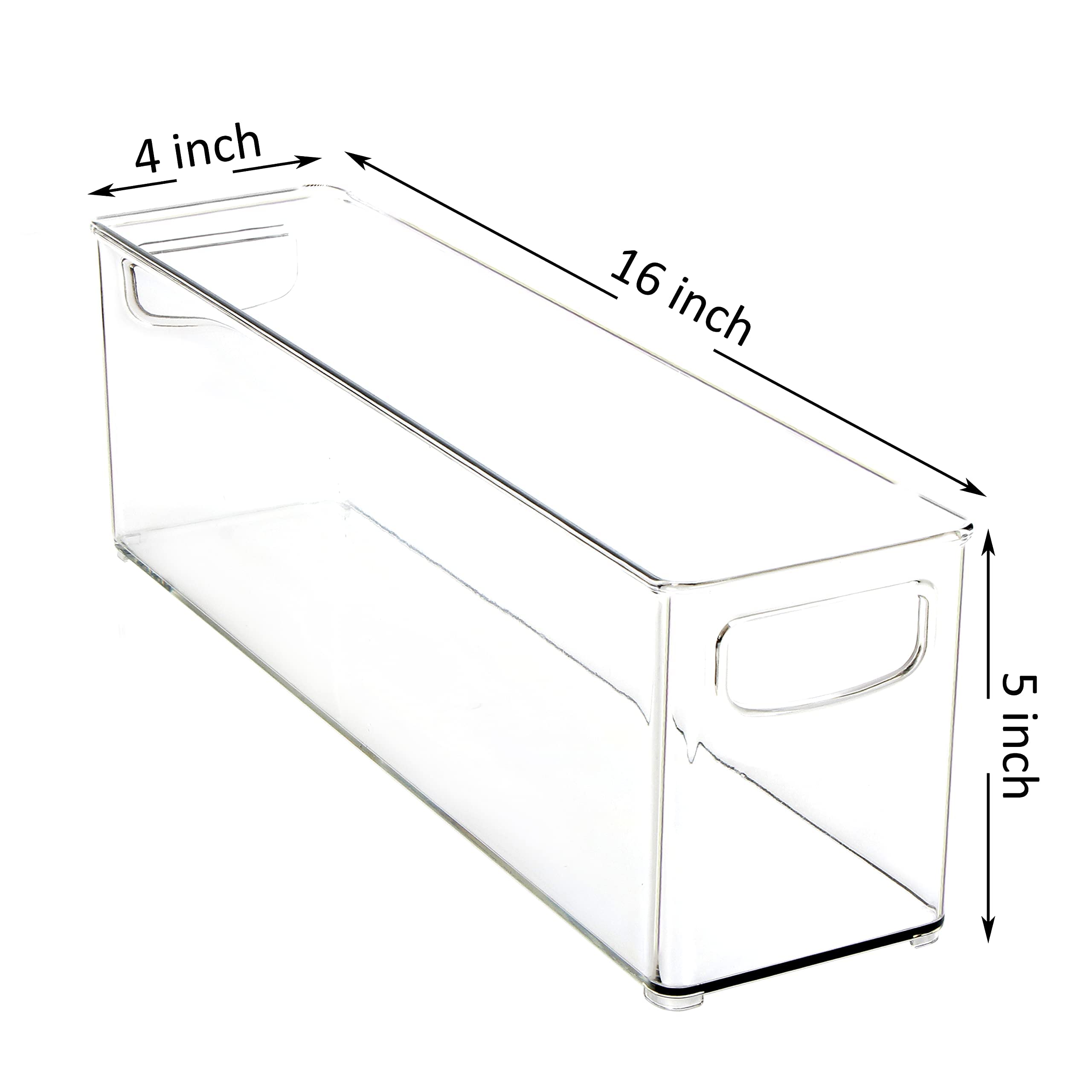 Youngever 2 Pack Stackable Plastic Storage Organizer Container Bin, Stackable Storage Bins with Handler for Refrigerator, Pantry